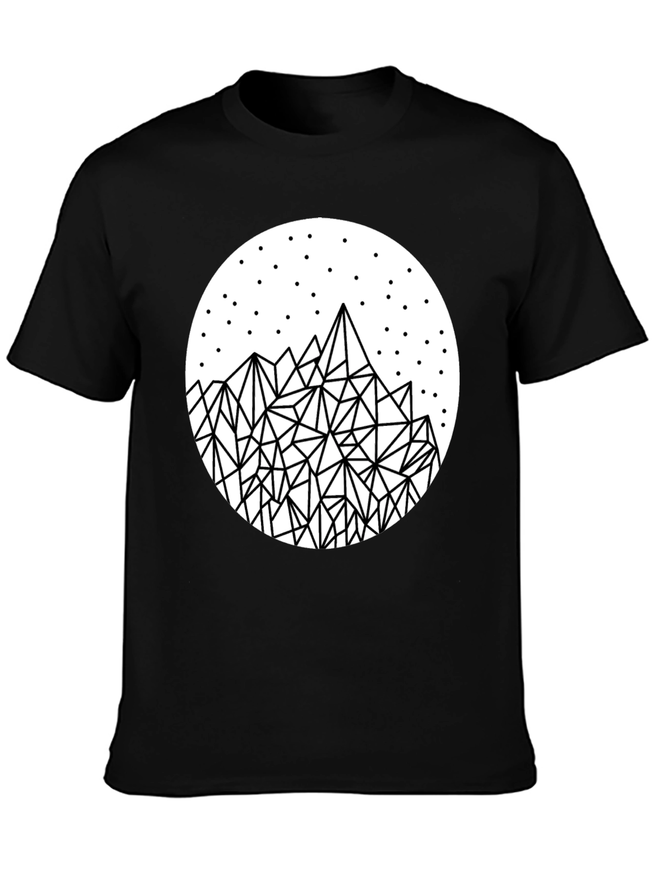 Black Geometric Mountainscape Tee view 3