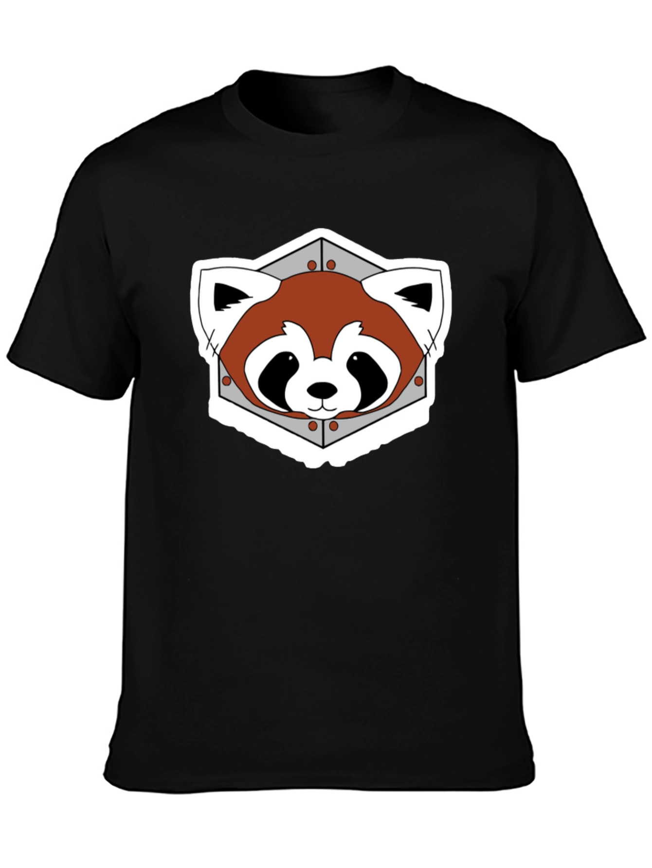 Black Red Panda Graphic Tee - Black Cotton Blend view 3