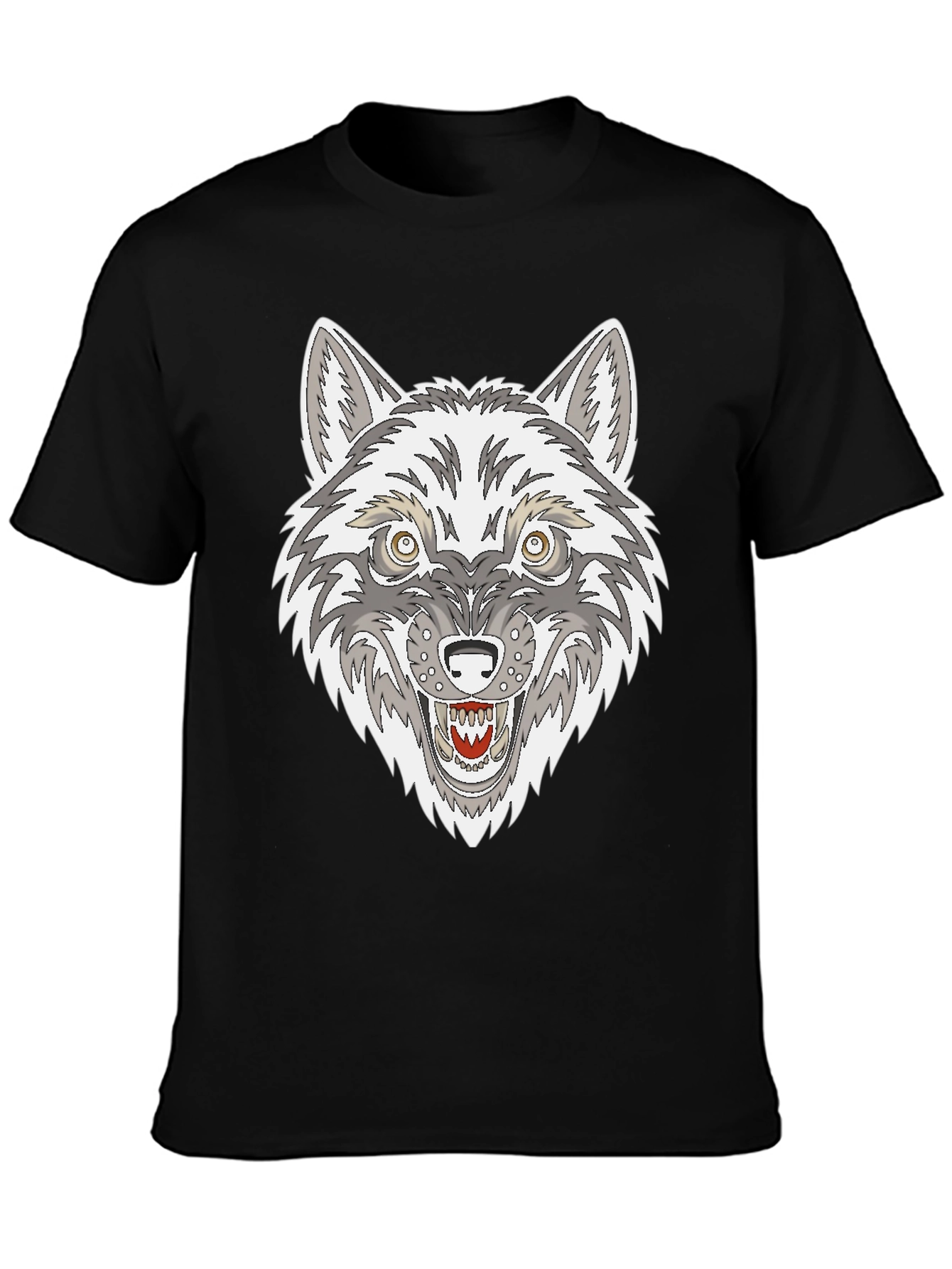 Black Wolf Graphic Print Black T-Shirt view 3