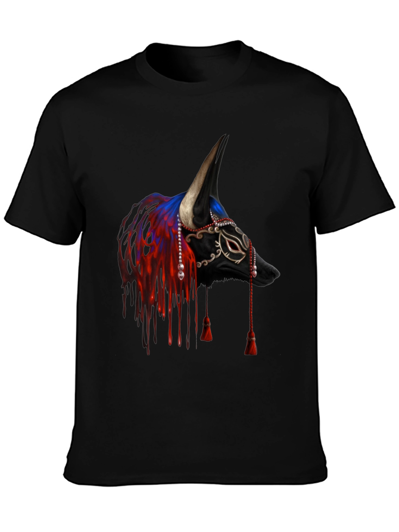 Black Black Bull Mask T-Shirt - Unique Graphic Tee view 3
