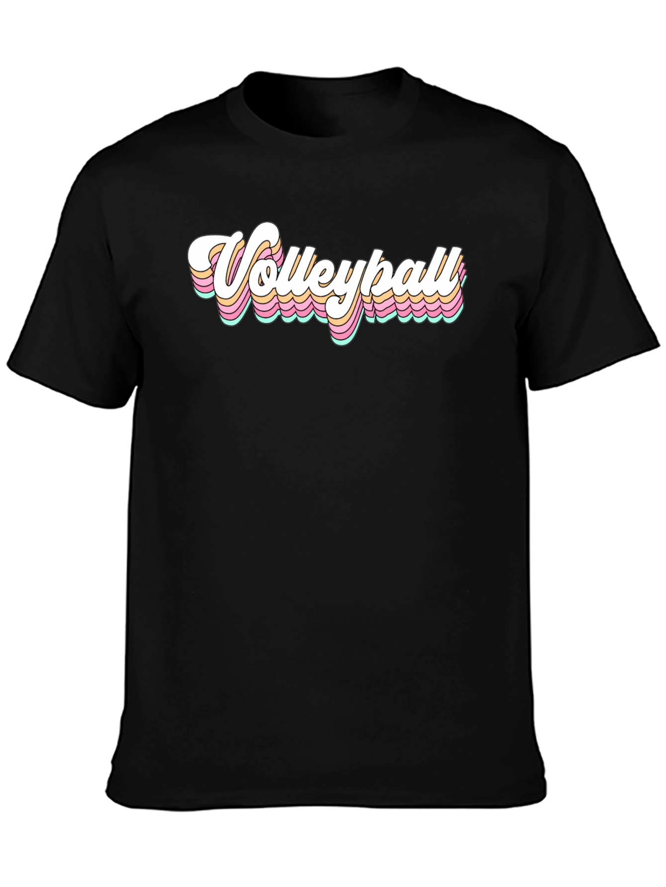 Black Retro Volleyball T-Shirt - Classic Style view 3