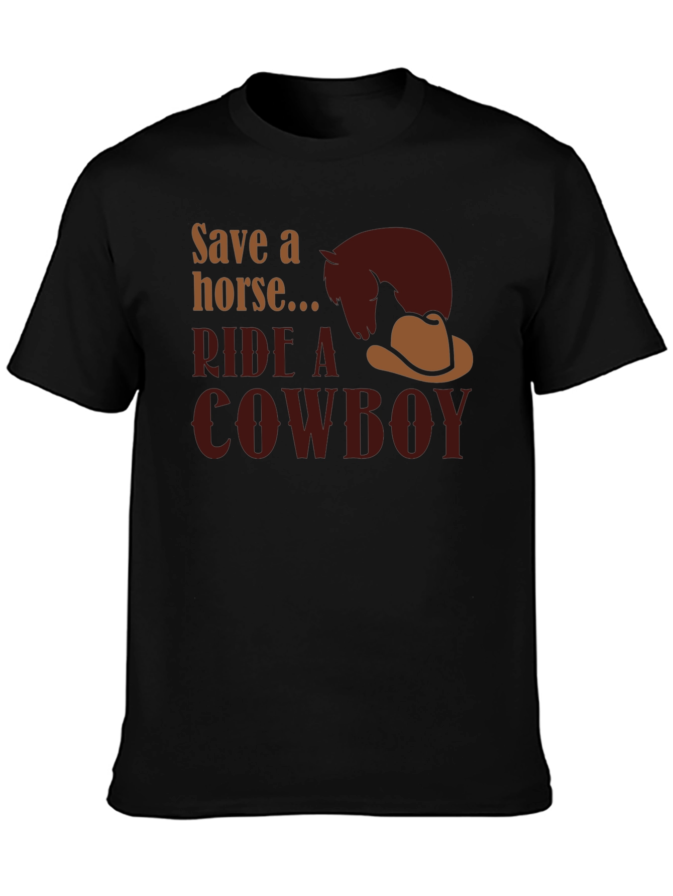 Black Save a Horse Ride a Cowboy Graphic Tee view 3