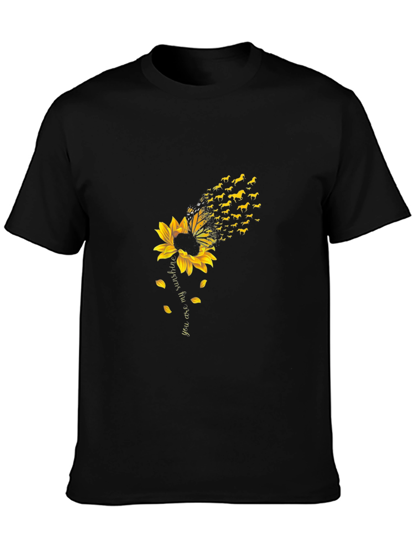Black Sunflower Dachshund T-Shirt - You are My Sunshine view 3