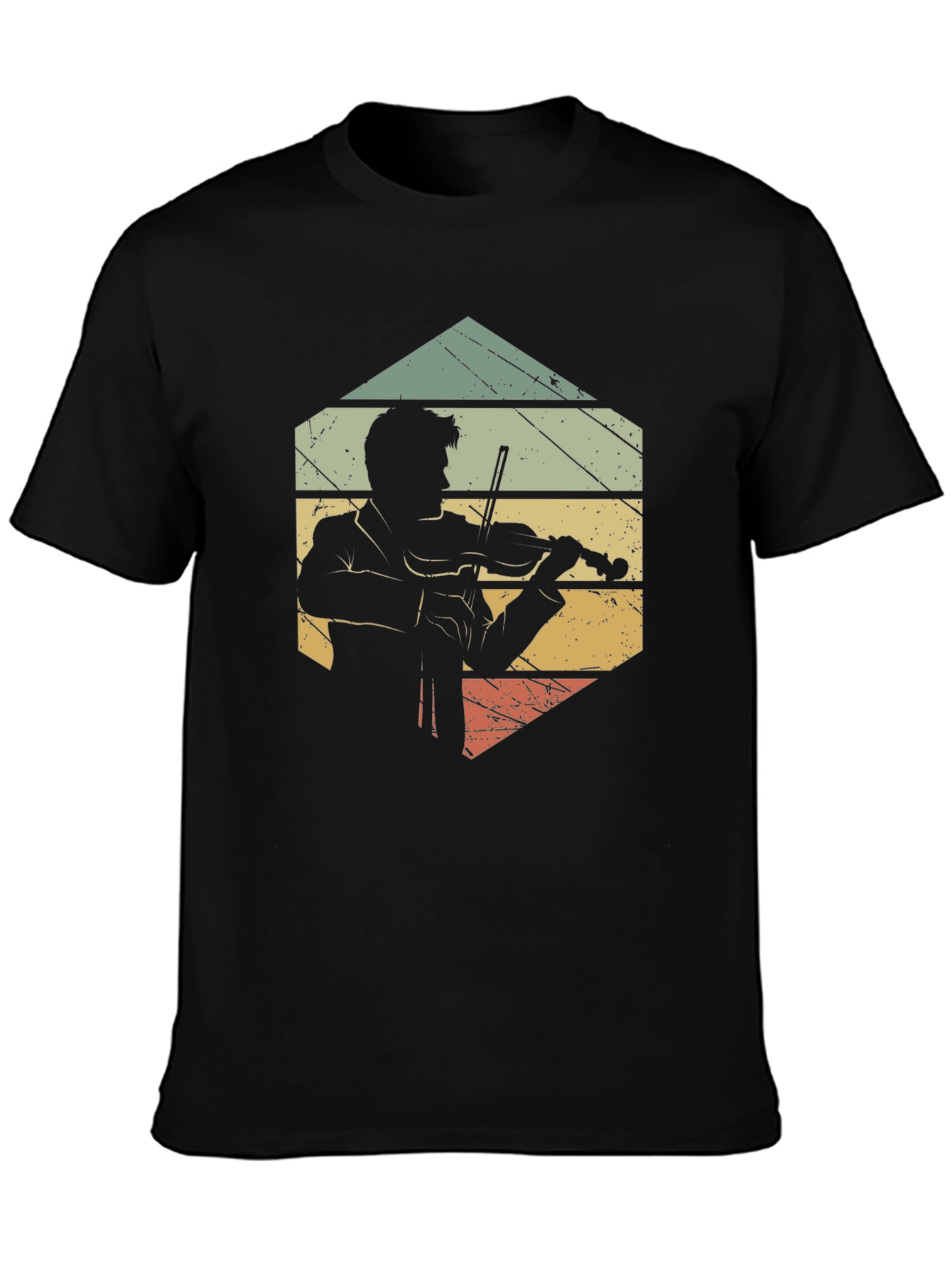 Black Vintage Violinist T-Shirt - Retro Musician Tee view 3