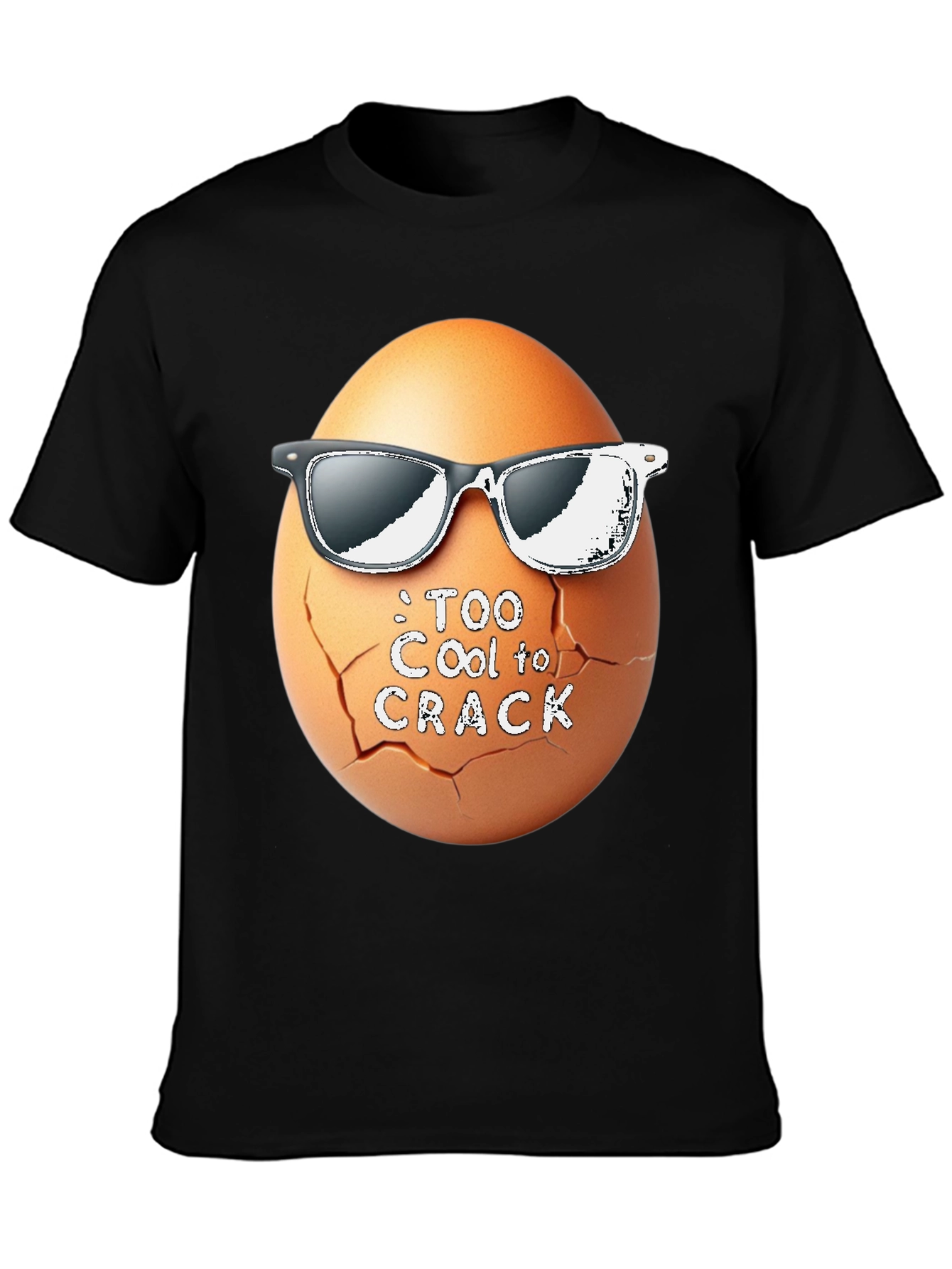 Black Too Cool To Crack T-Shirt Funny Egg with Shades view 3