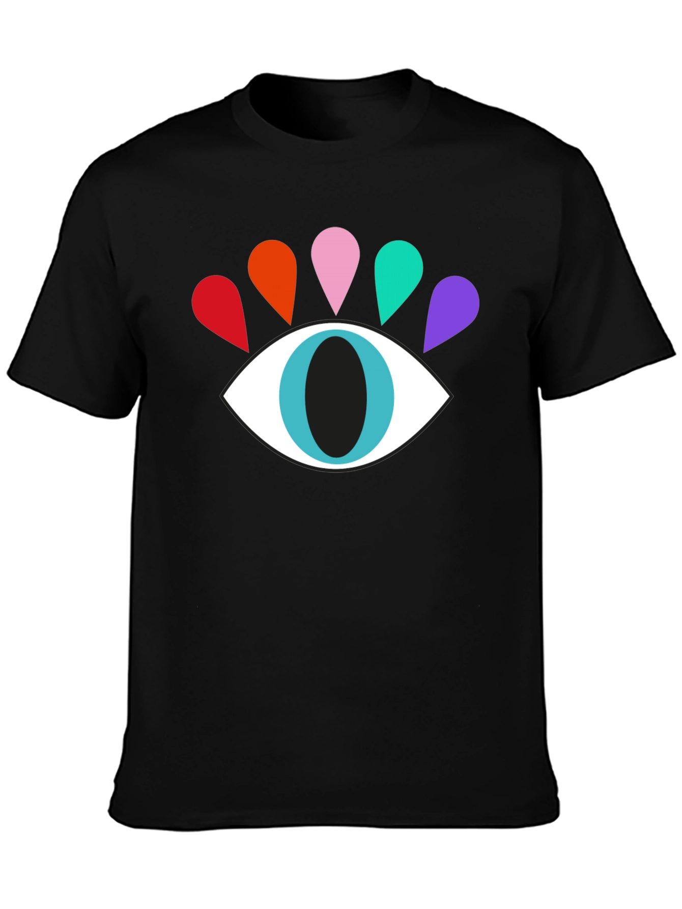 Black Colorful Eye Graphic Tee - Modern Casual Style view 3