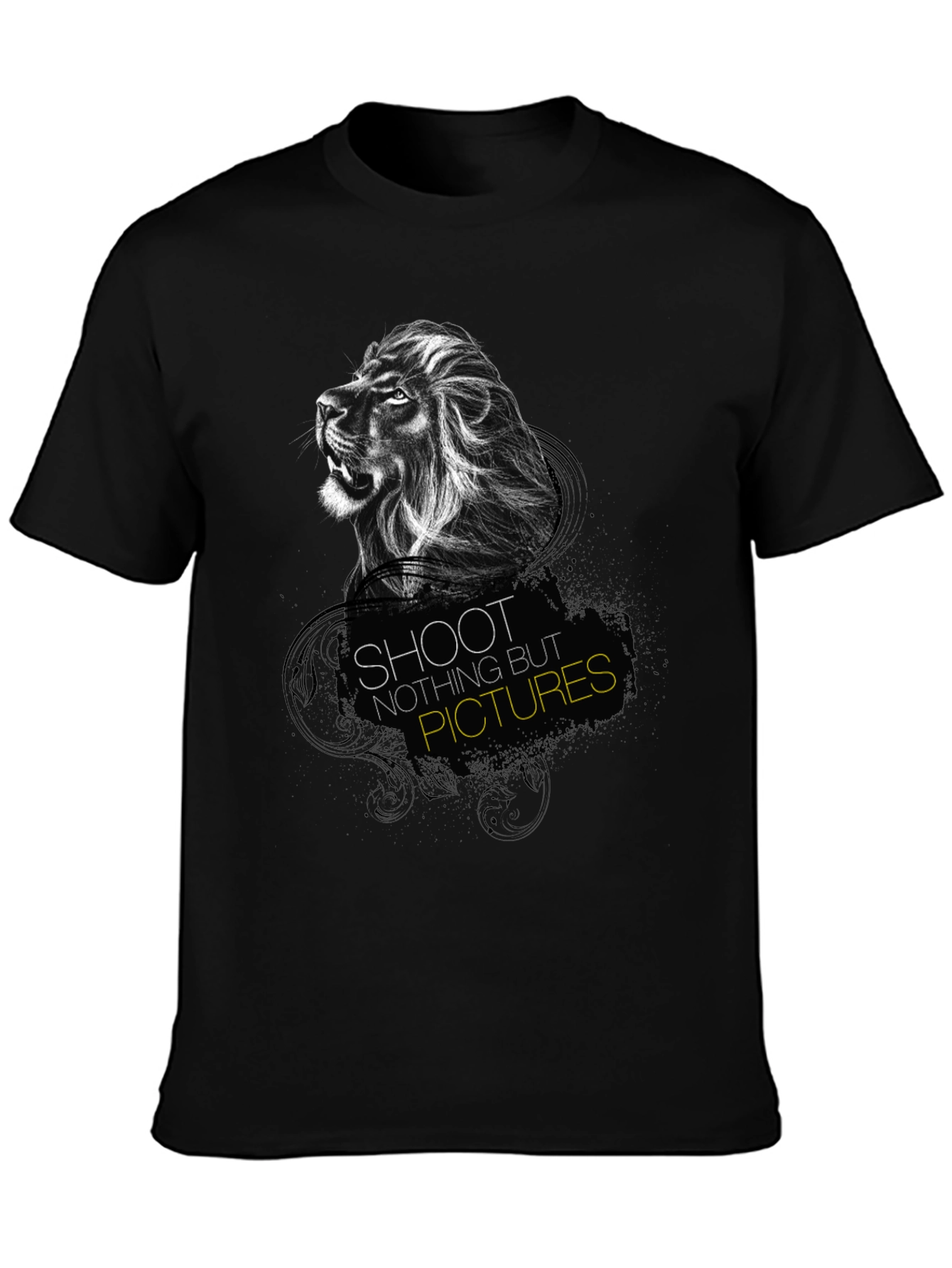 Black Lion Graphic Print Black T-Shirt - "Shoot Nothing But Pictures" view 3