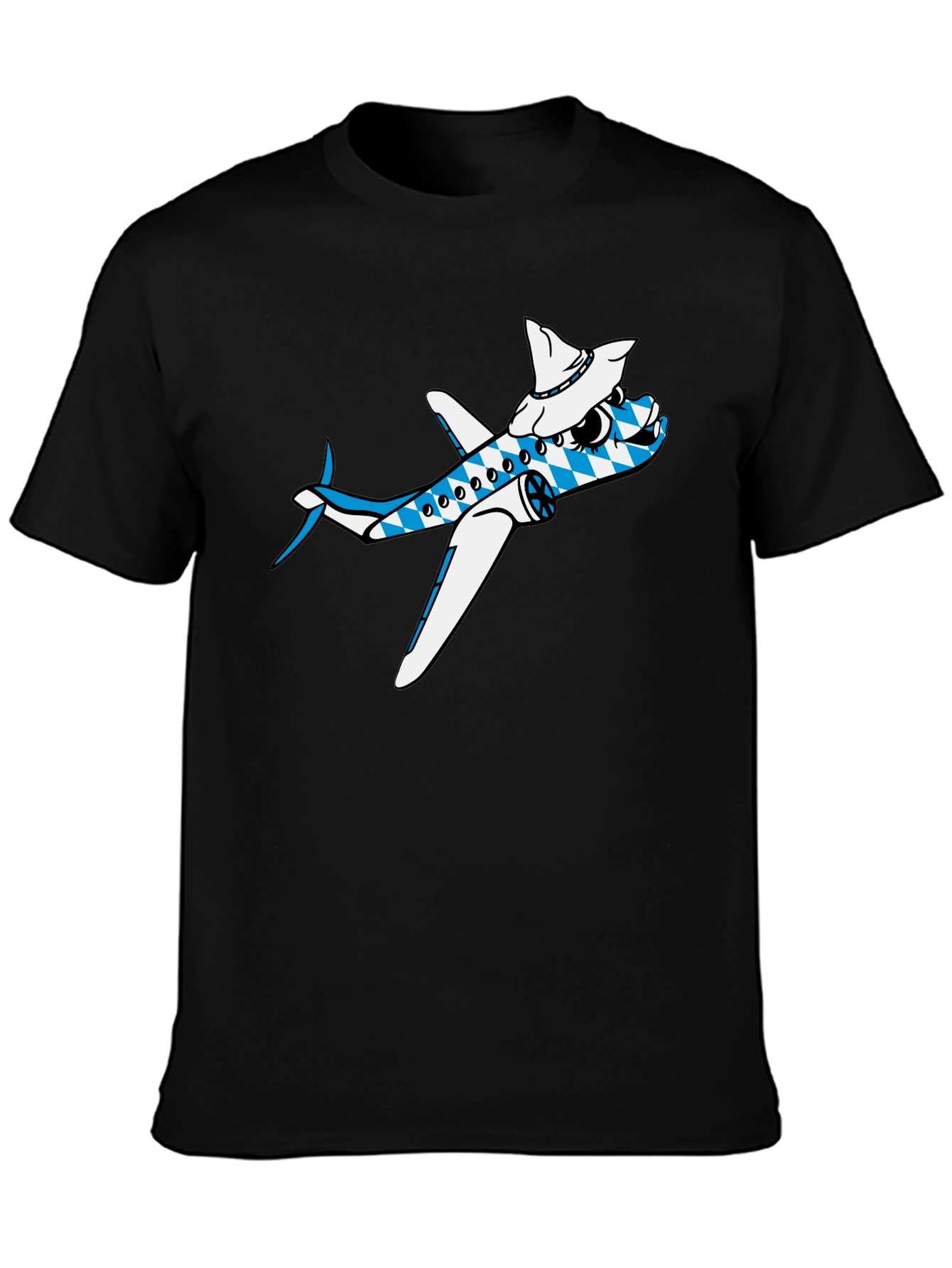 Black Cartoon Airplane Tee view 3