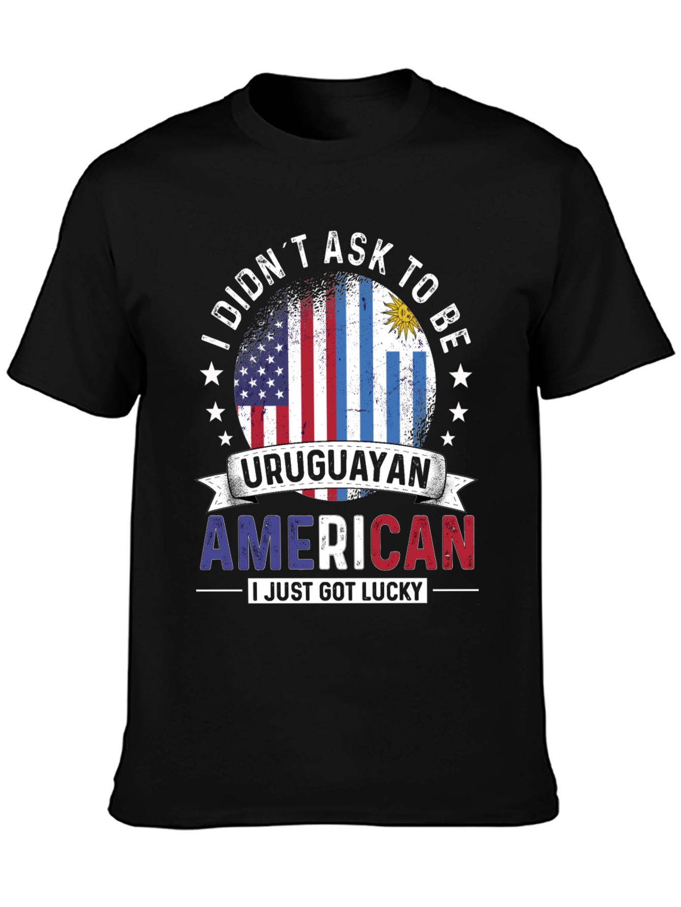 Black Uruguayan American Pride T-Shirt view 3