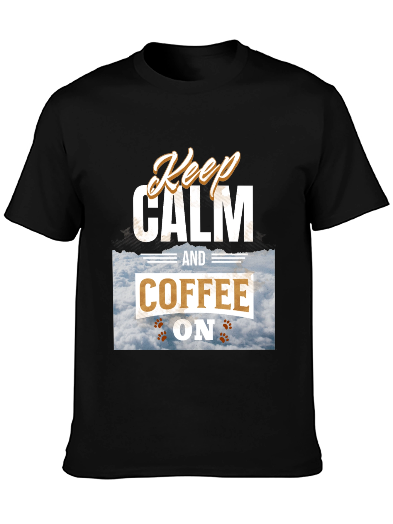 Black Keep Calm and Coffee On Graphic Tee view 3