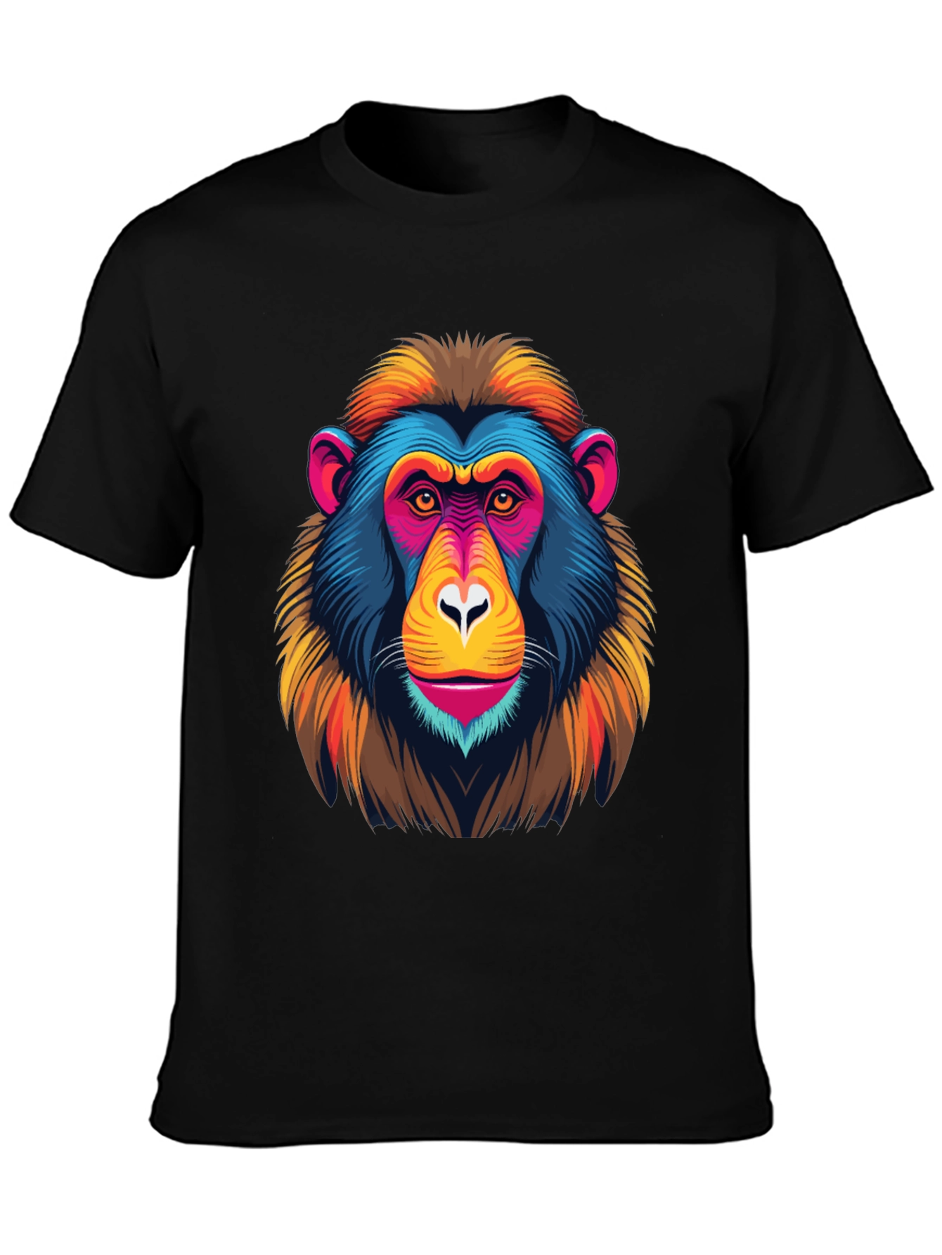 Black Colorful Monkey Graphic Tee - Funky Animal Print view 3