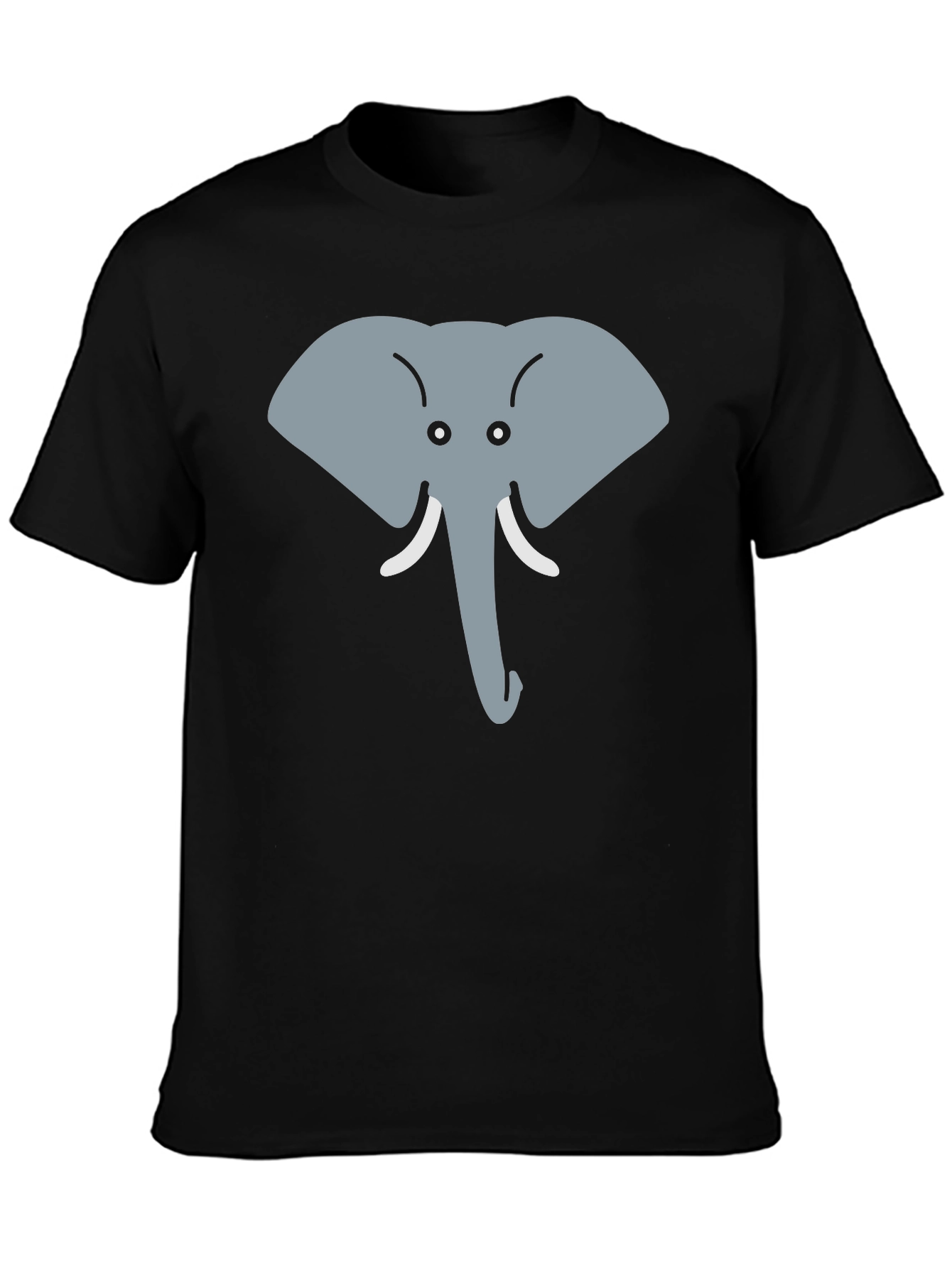 Black Cartoon Elephant Graphic Tee - Black Cotton Casual Top view 3