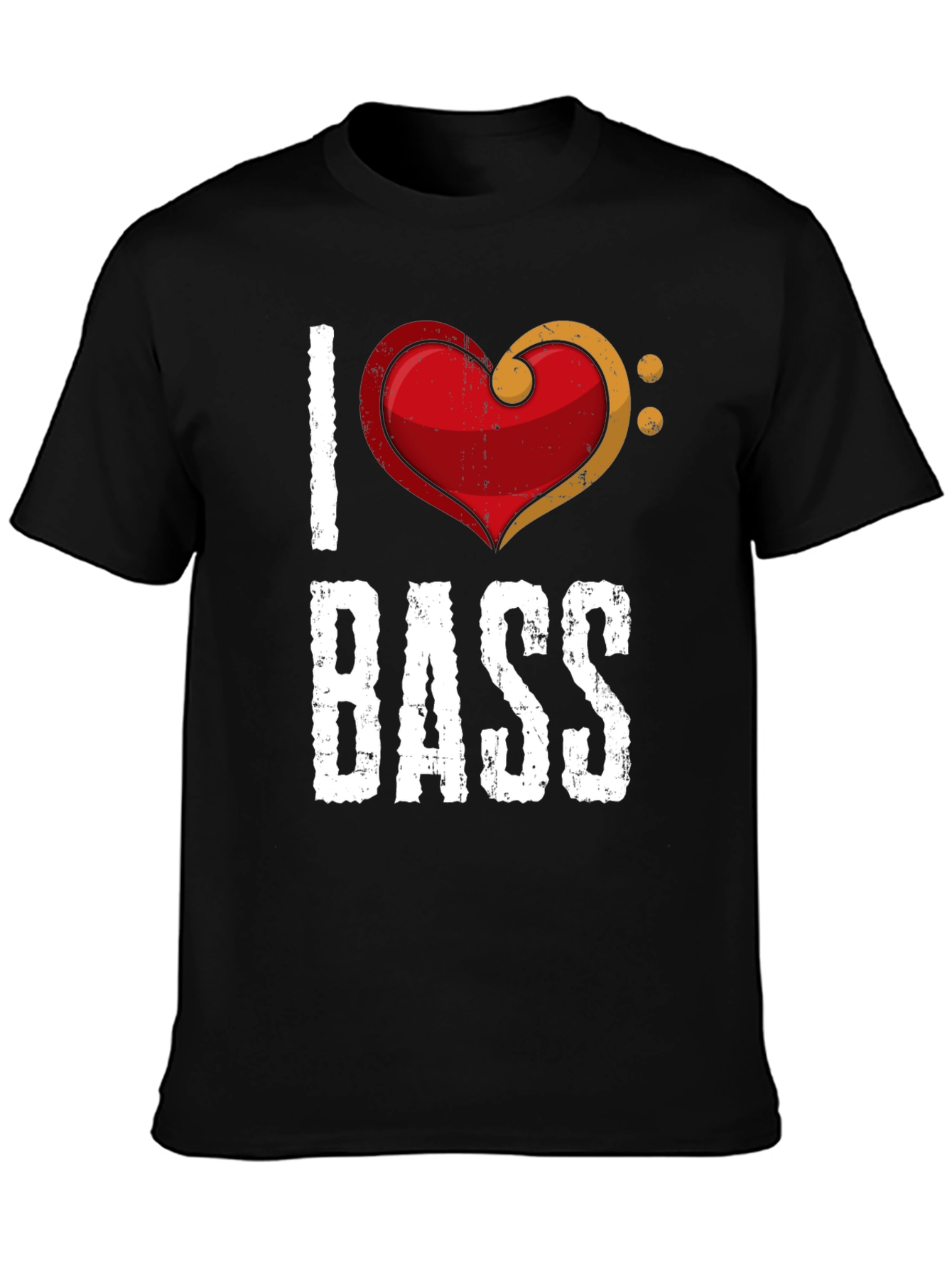 Black I Love Bass T-Shirt - Music Heart Tee view 3