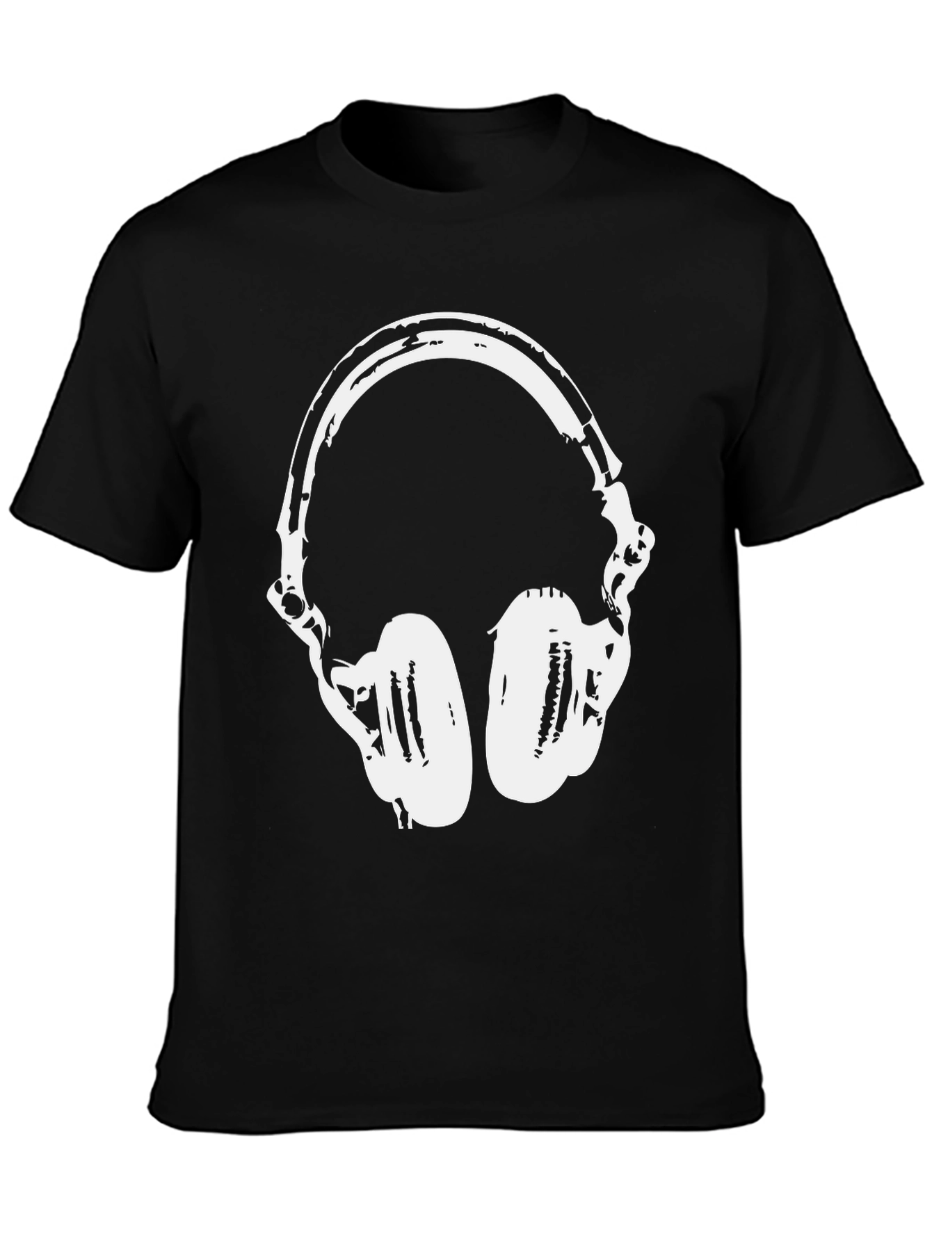 Black Cool Headphones Graphic T-Shirt - Black view 3