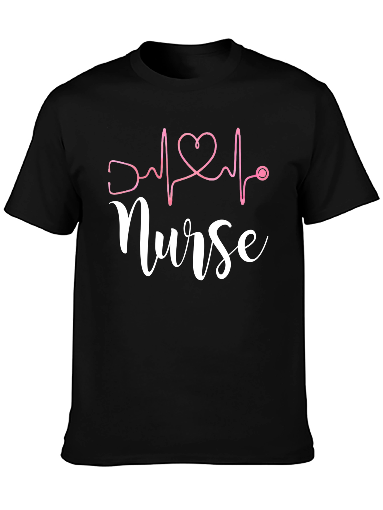 Black Nurse Heartbeat T-Shirt - Black view 3