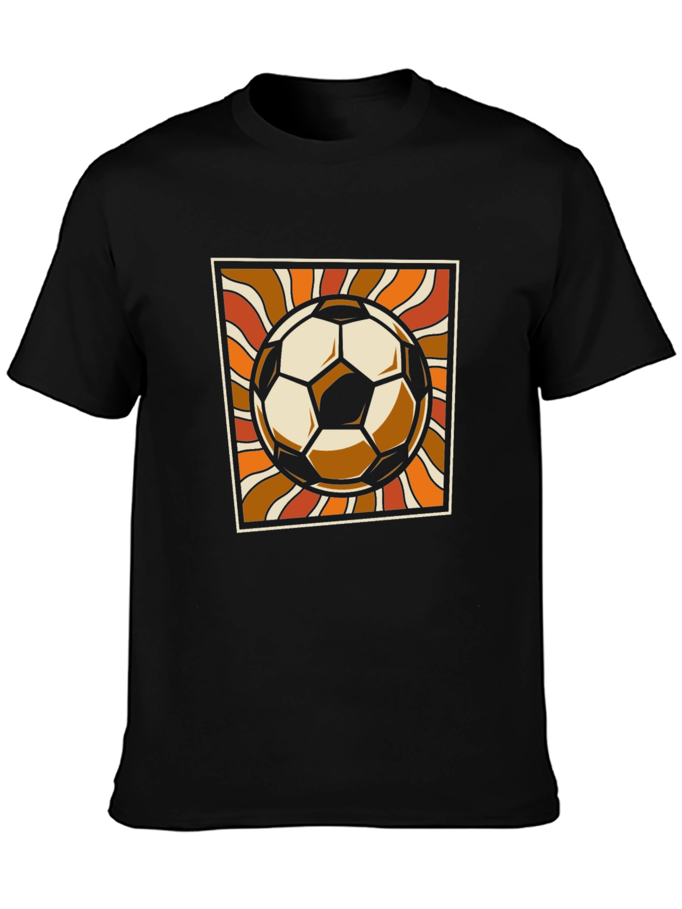 Black Retro Soccer Ball Graphic Tee - Vintage Style view 3