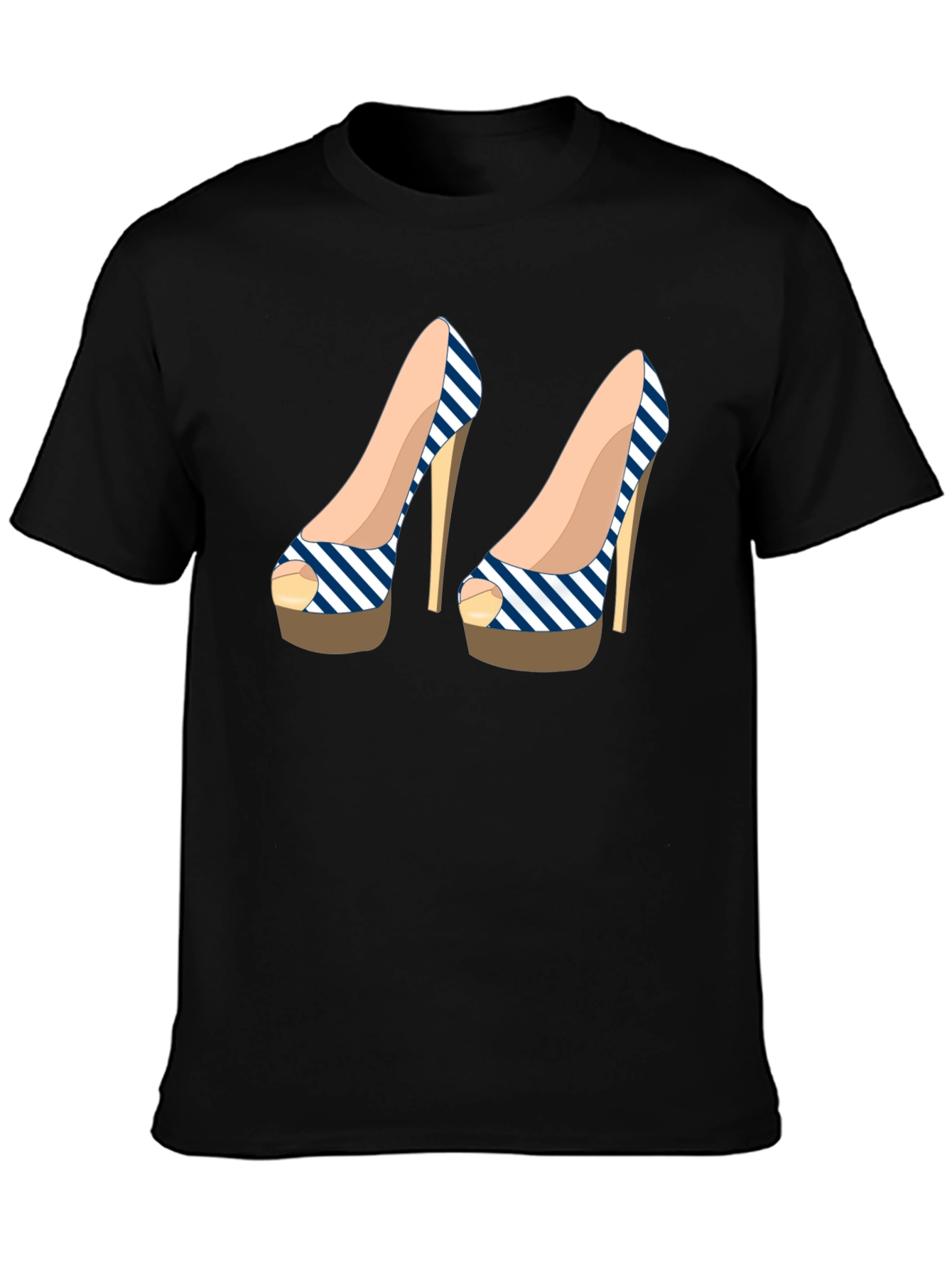 Black Stylish Heel Print Black T-Shirt for Fashionistas view 3