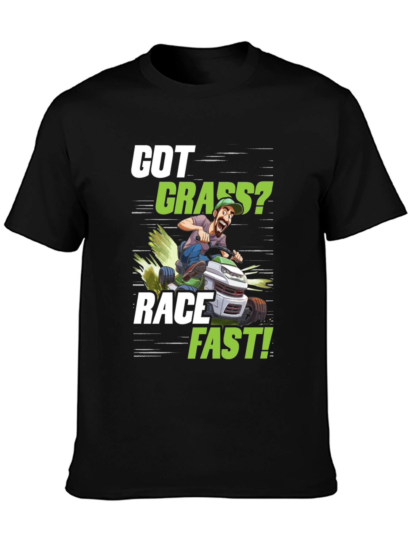 Black Got Grass? Funny Lawn Mower Racing T-Shirt view 3