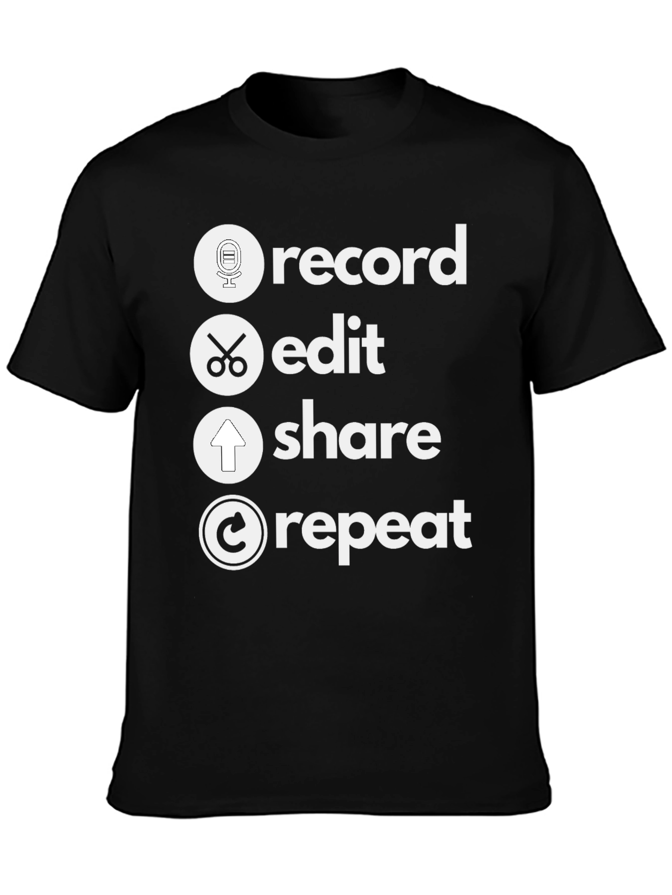 Black Record, Edit, Share, Repeat T-Shirt - Musician's Tee view 3