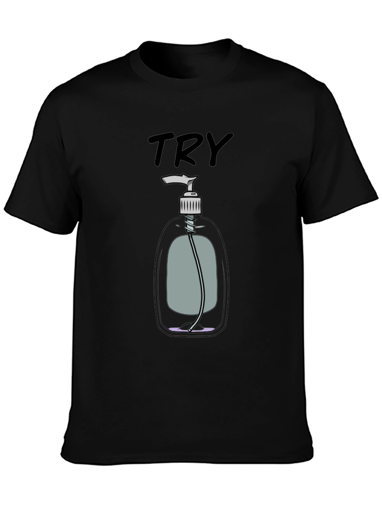 Black Try Hand Sanitizer Graphic T-Shirt view 3