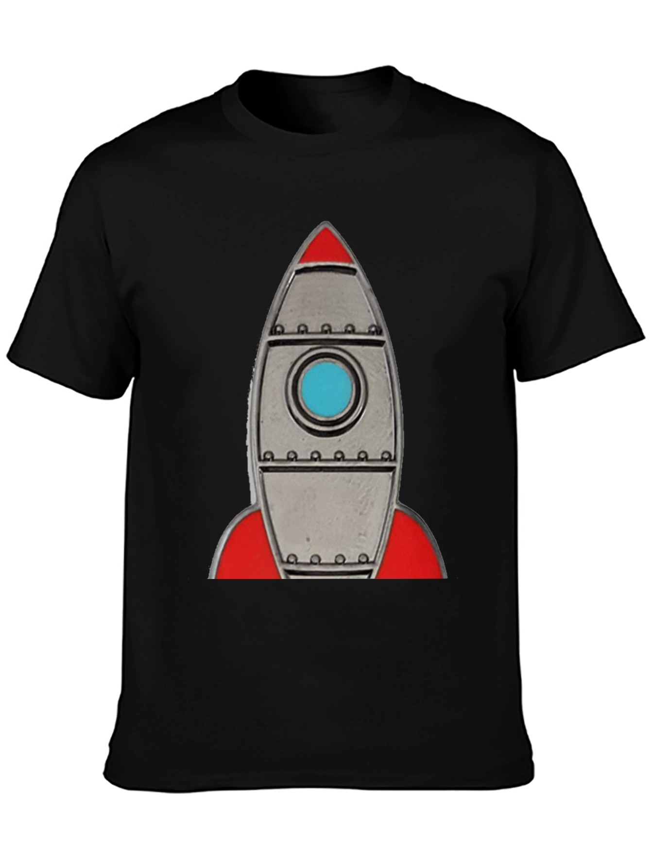 Black Retro Rocket T-Shirt - Space Adventure Tee view 3