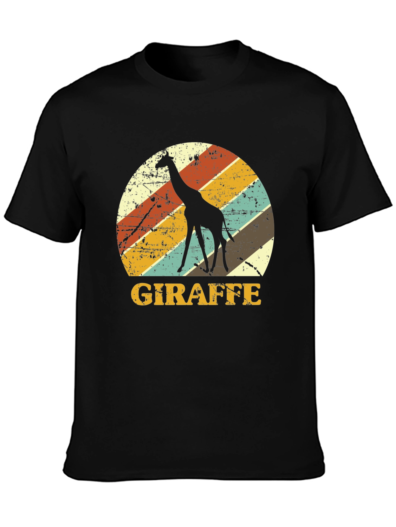 Black Retro Giraffe Graphic Tee - Black view 3