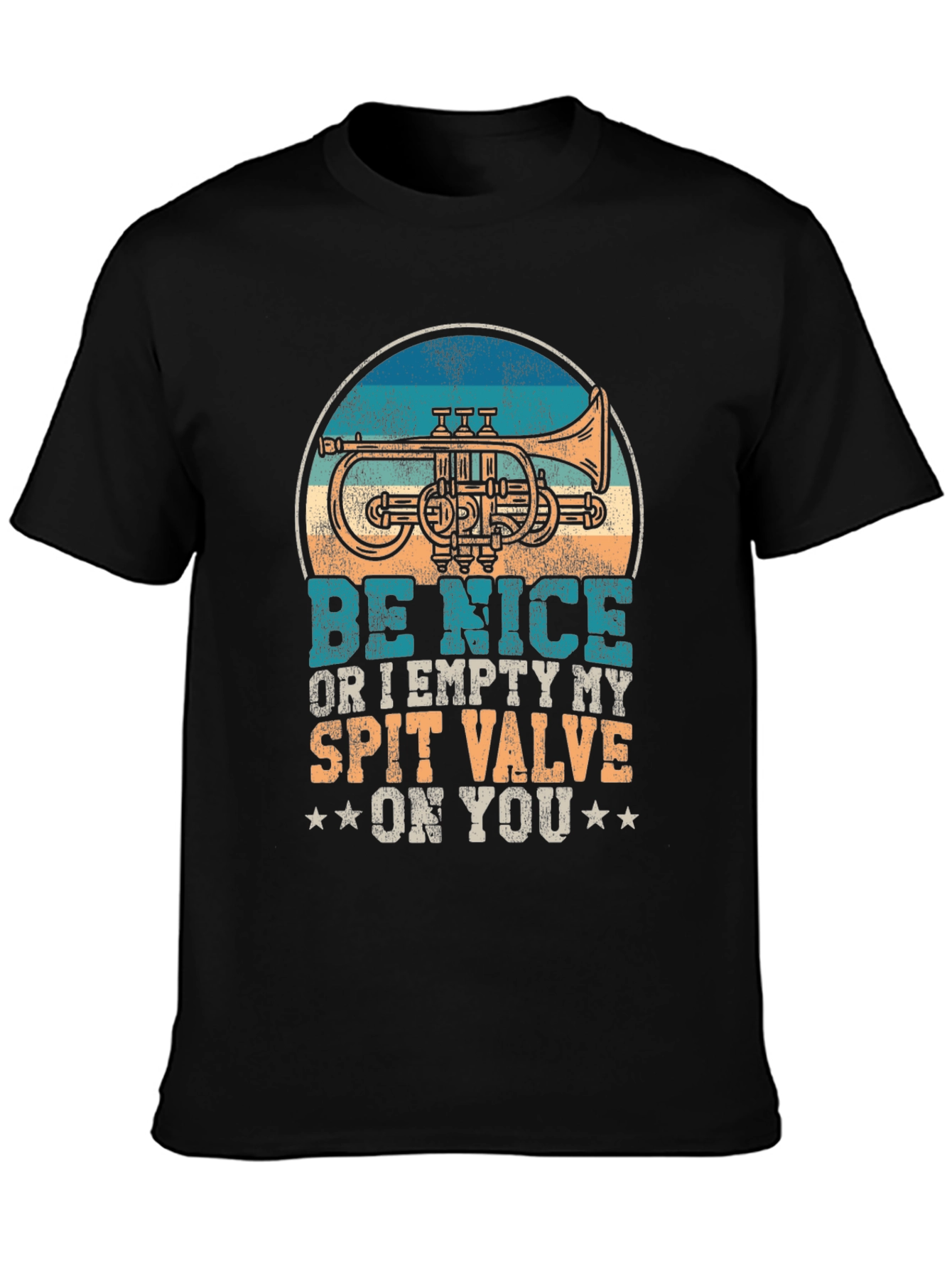 Black Be Nice or Empty My Spit Valve Trumpet T-Shirt view 3