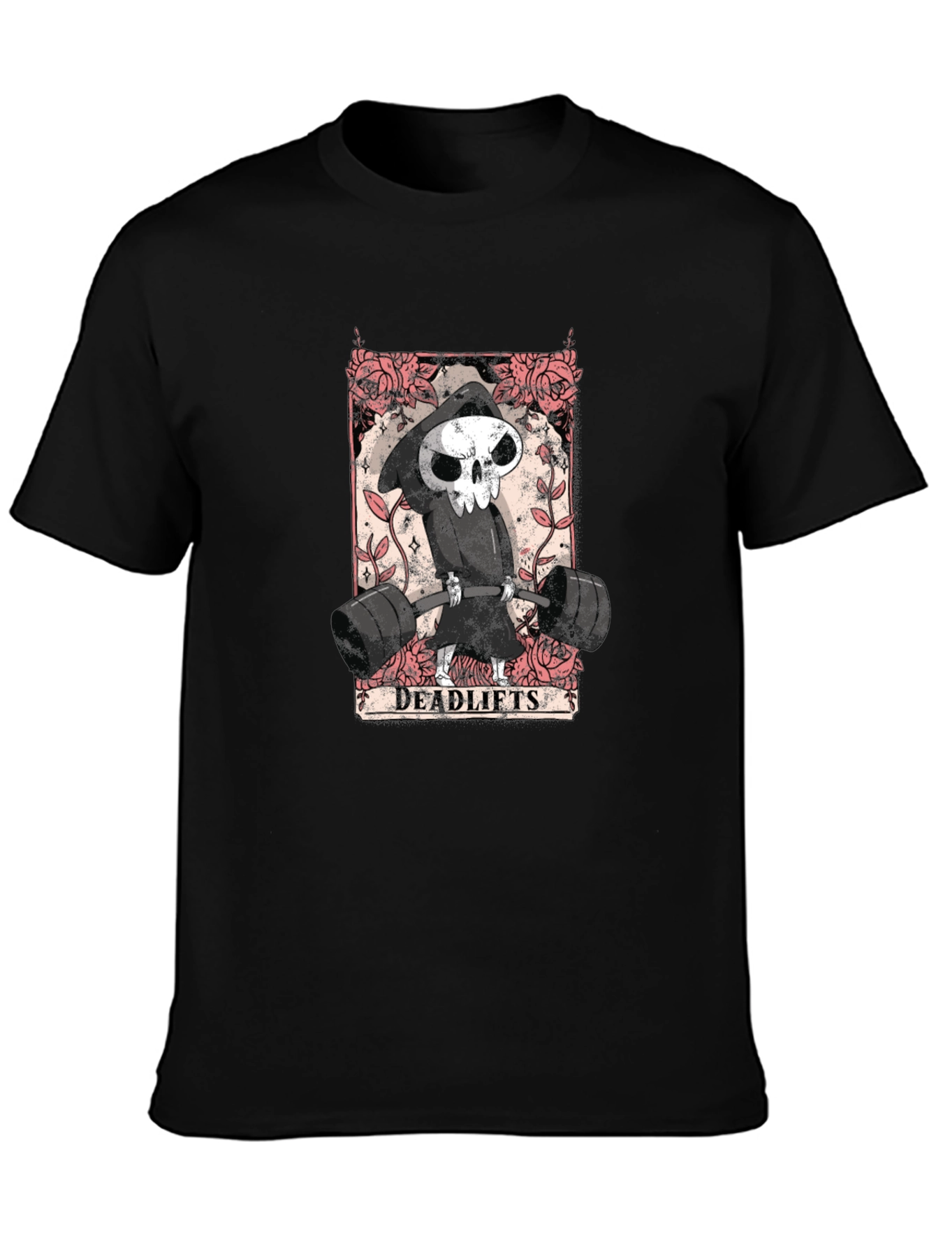 Black Grim Reaper Deadlifts Black T-Shirt view 3