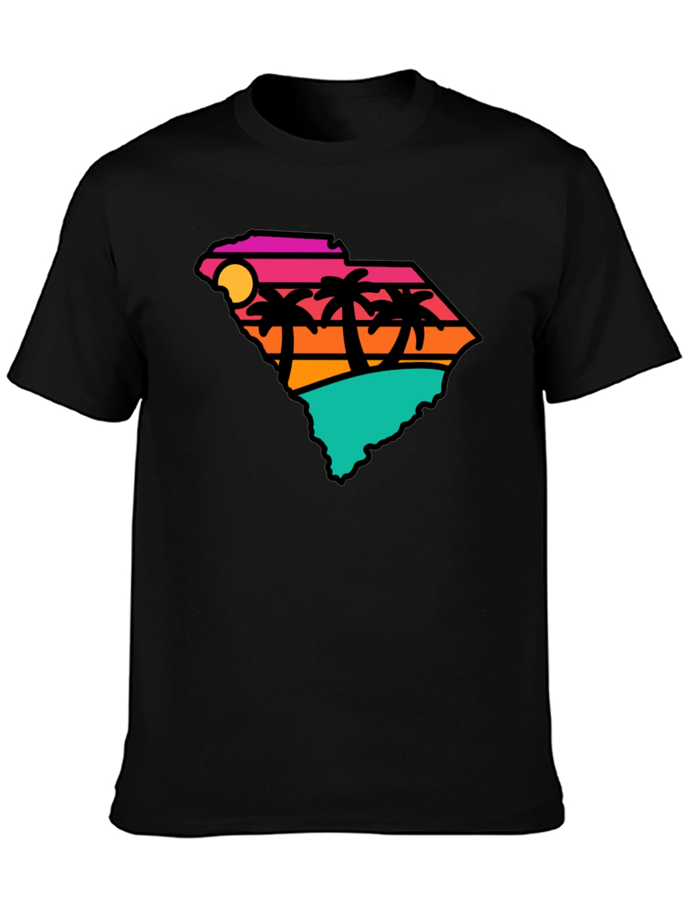 Black South Carolina Retro Beach T-Shirt view 3