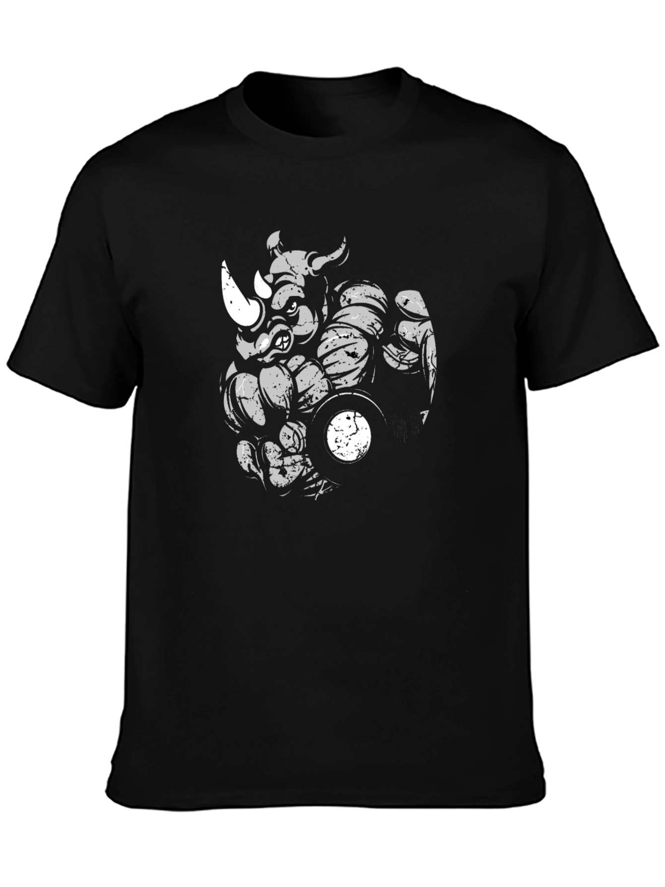 Black Rhino Gym T-Shirt - Black Cotton Graphic Tee view 3