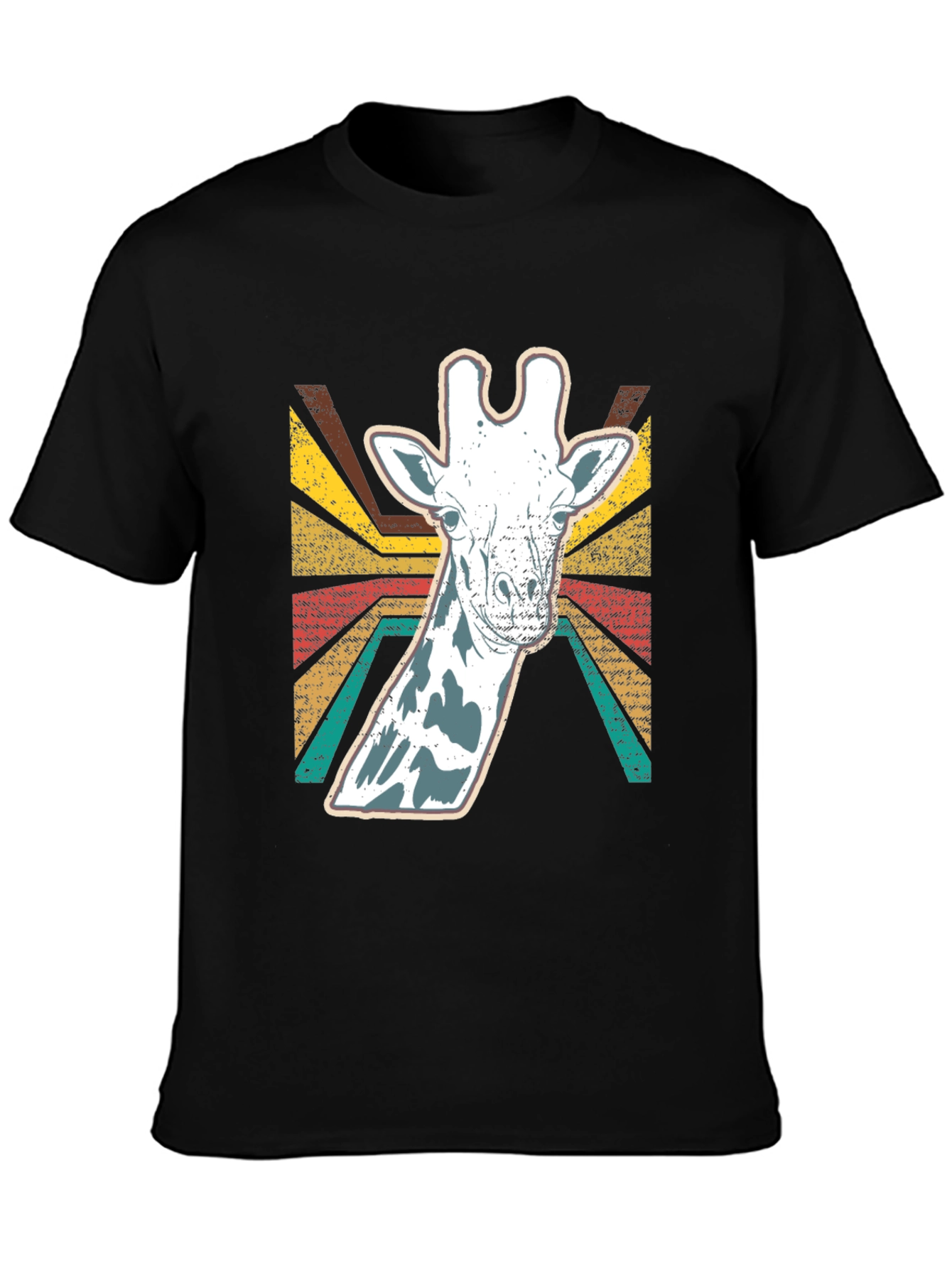 Black Retro Giraffe Graphic T-Shirt - Vintage Style Black Tee view 3