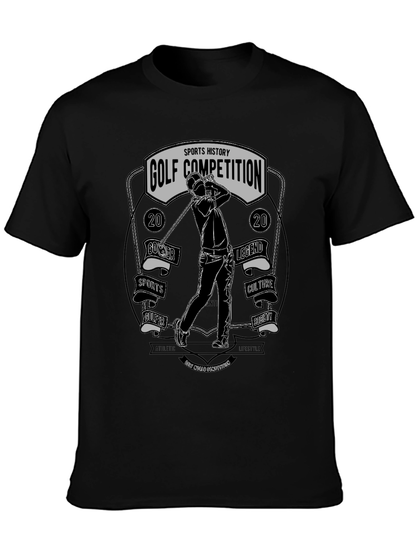 Black Golf Competition Graphic T-Shirt view 3