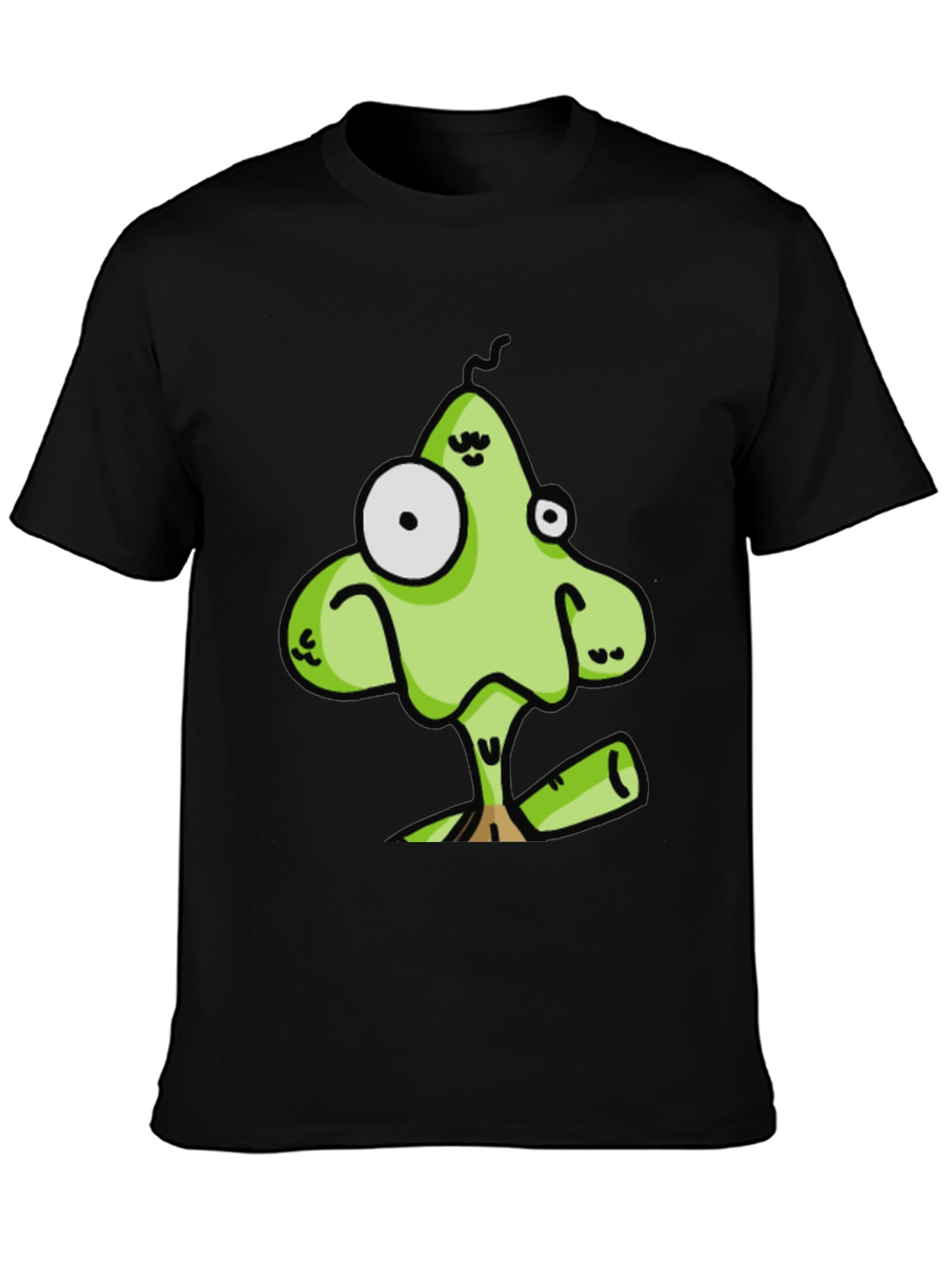 Black Funky Green Cartoon Creature Black T-Shirt view 3