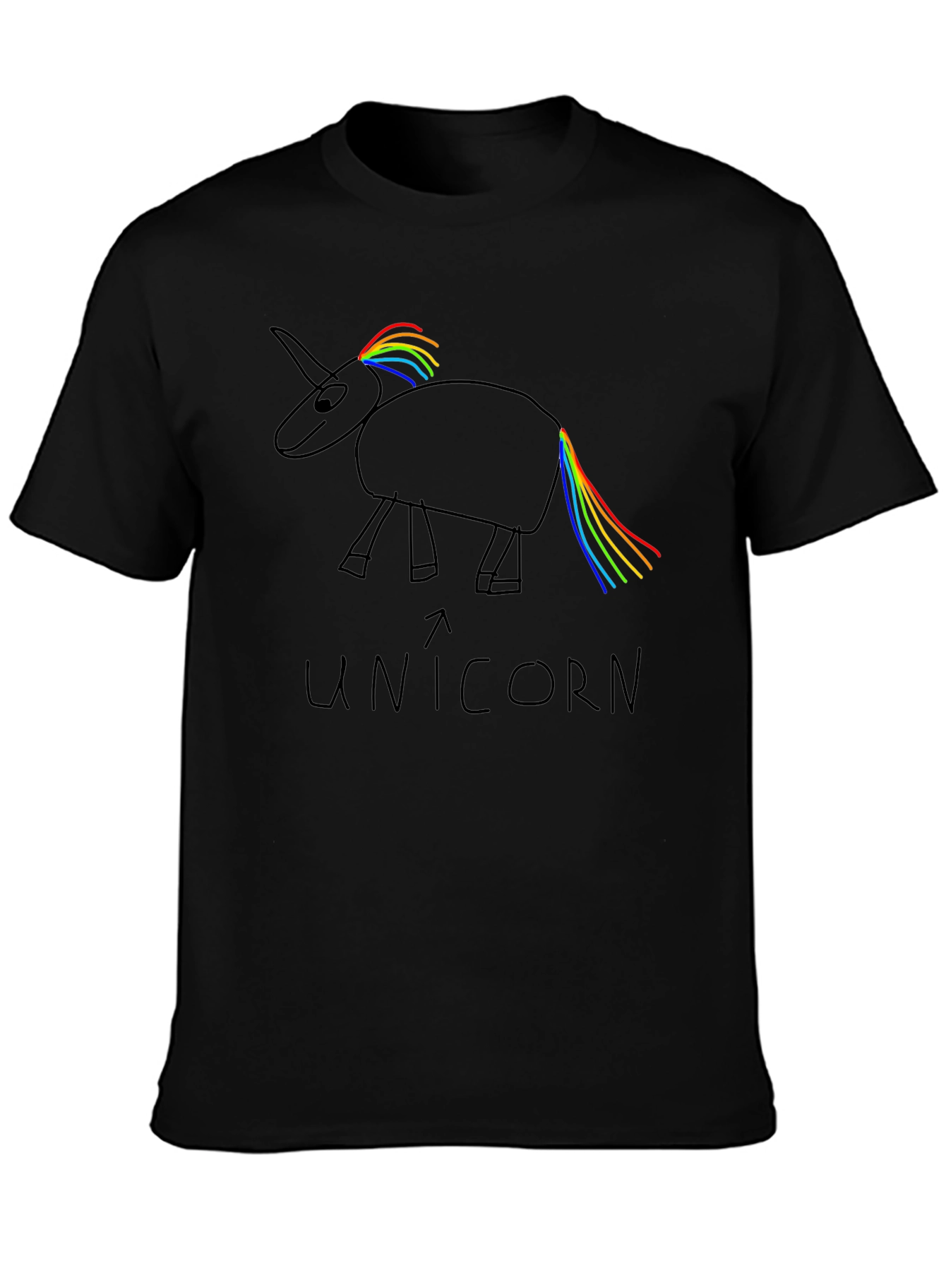 Black Funny Unicorn Graphic Tee - Black T-Shirt view 3