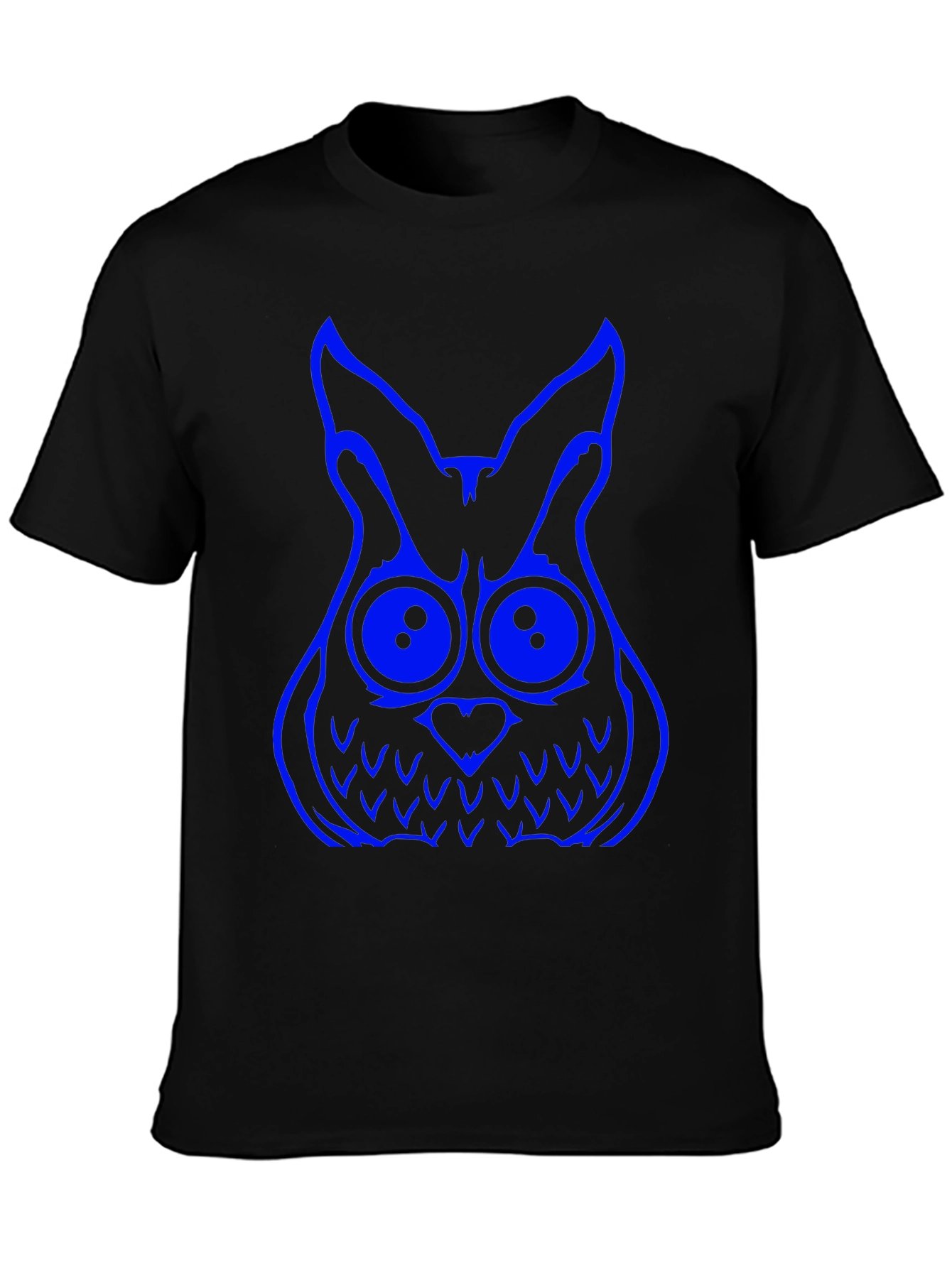 Black Cool Owl Graphic Tee - Black Cotton T-Shirt view 3