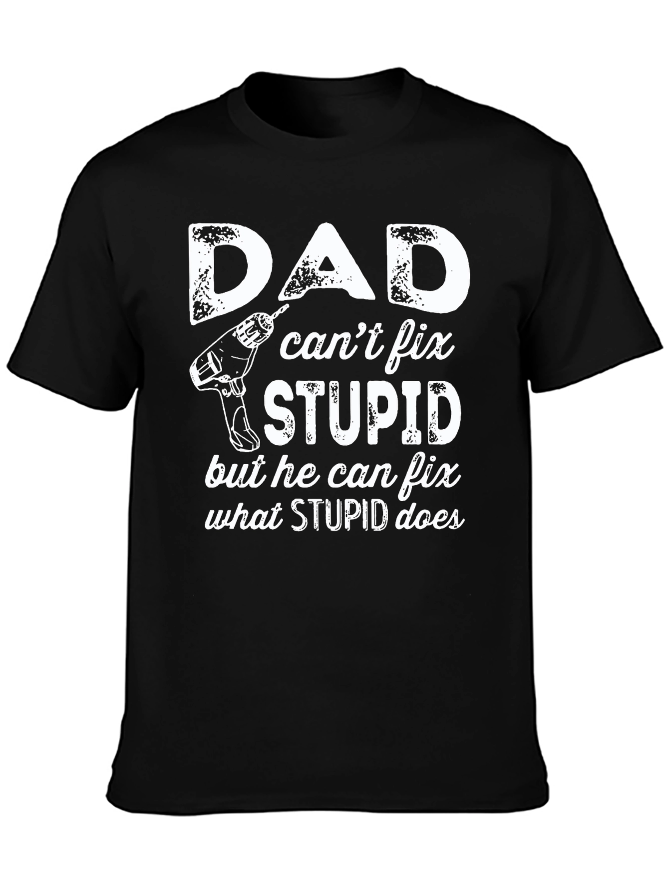 Black Dad Can Fix Stupid T-Shirt - Funny Gift view 3