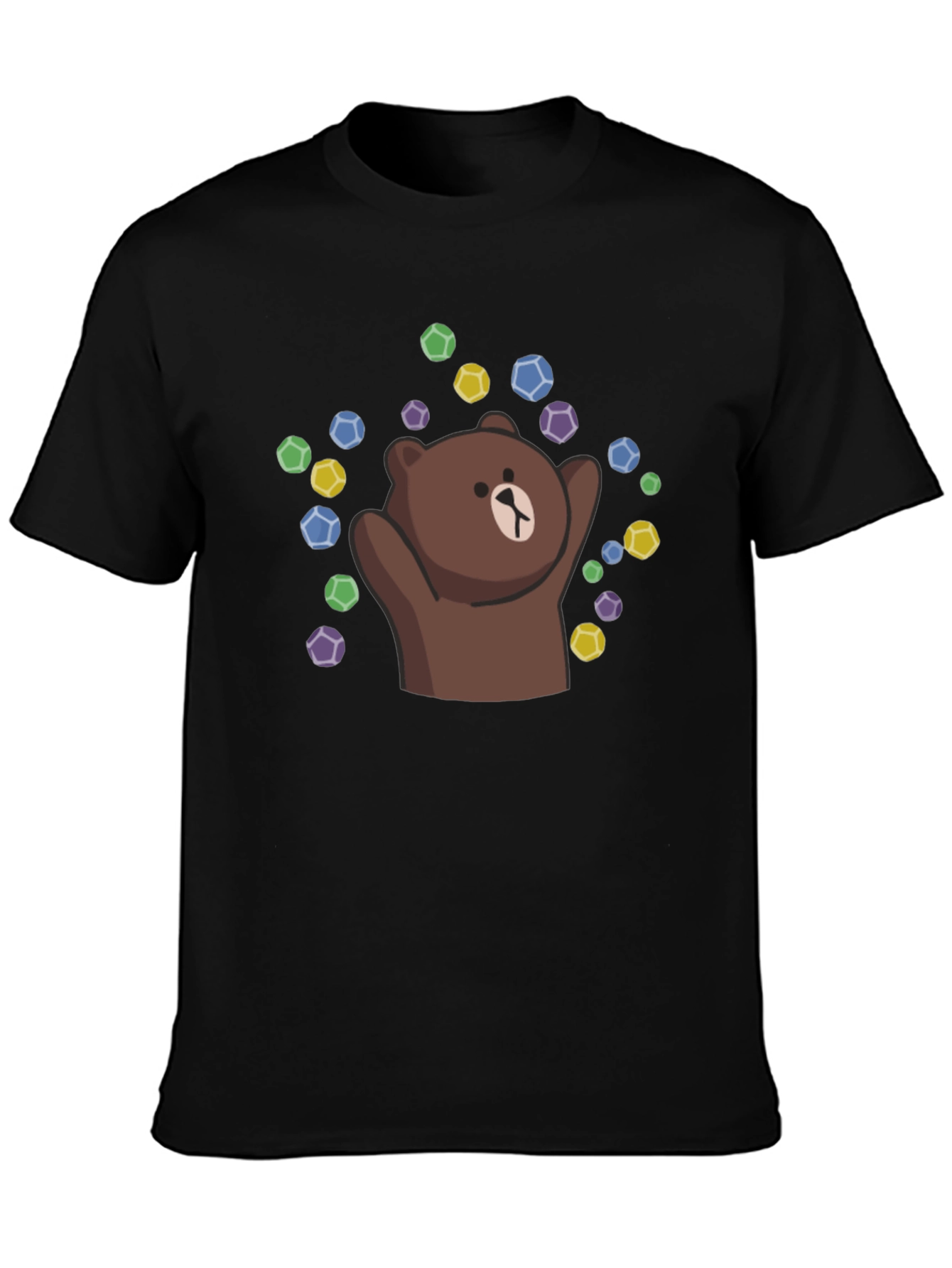 Black Cute Brown Bear T-Shirt - Graphic Tee view 3