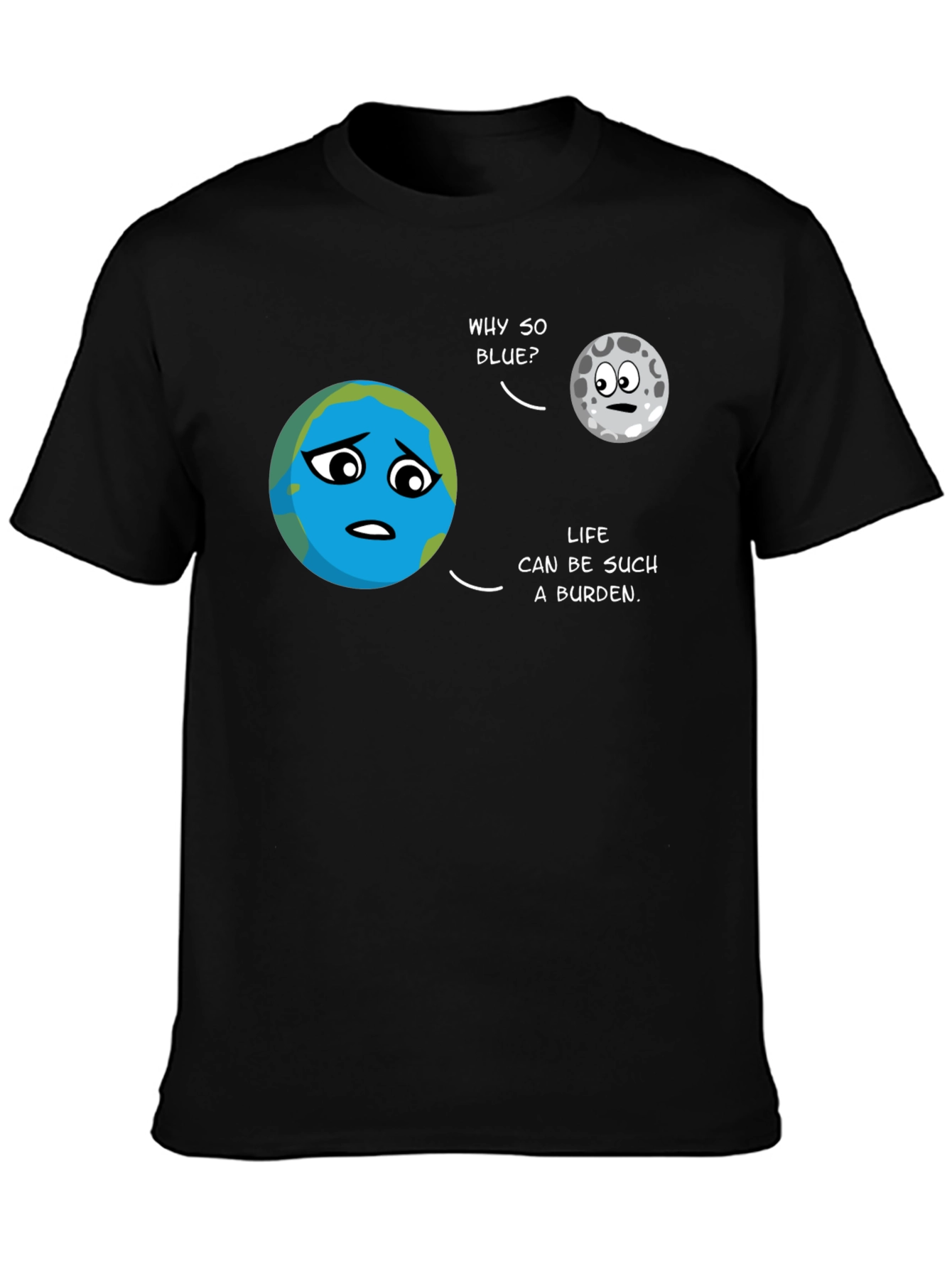 Black Earth & Moon Cartoon T-Shirt view 3