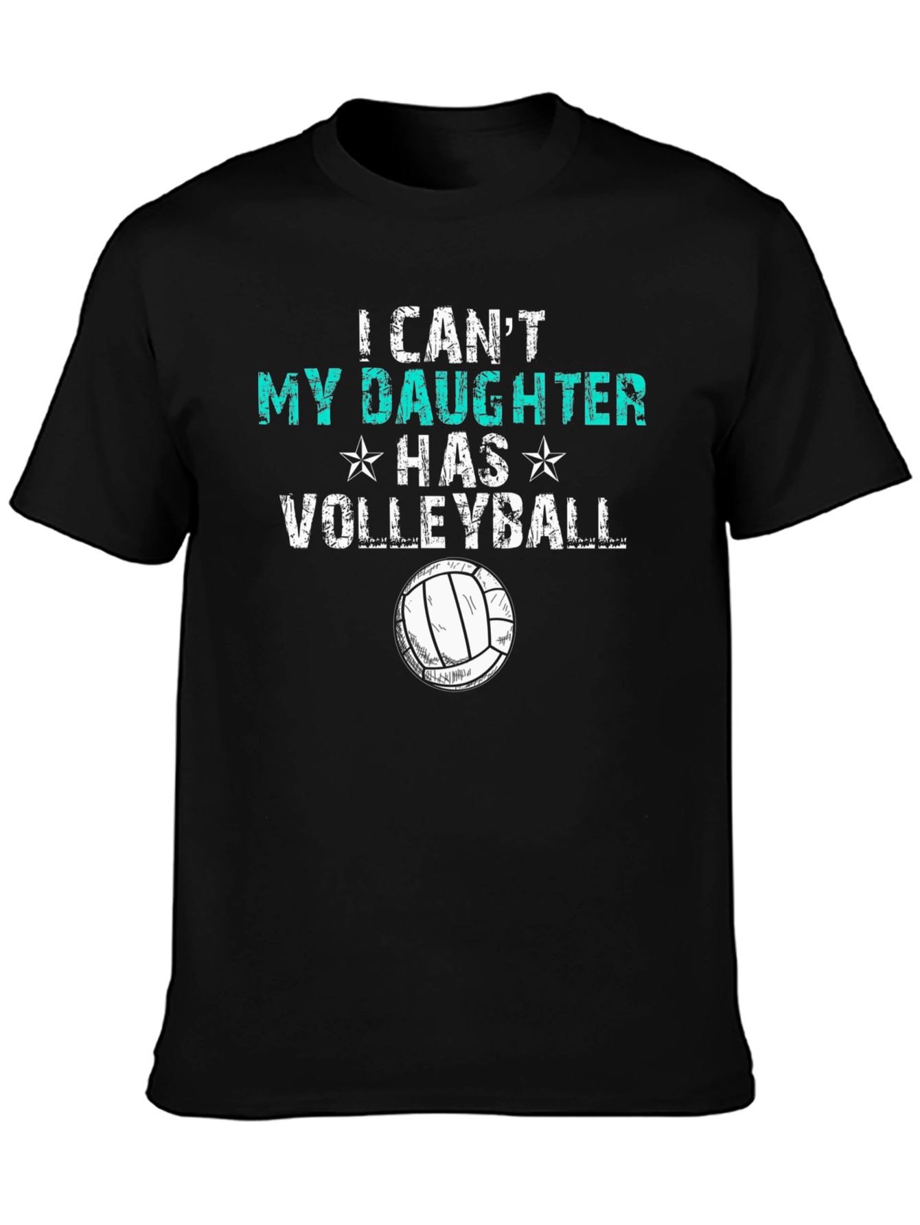 Black Volleyball Dad T-Shirt - I Can't, Daughter Has Volleyball view 3