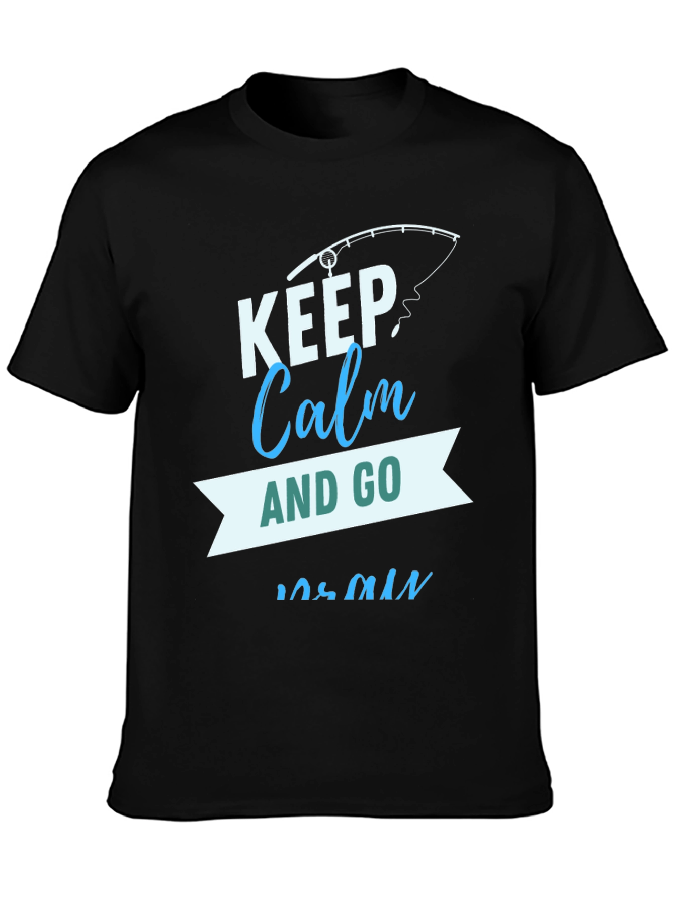 Black Keep Calm and Go Fish Black T-Shirt view 3