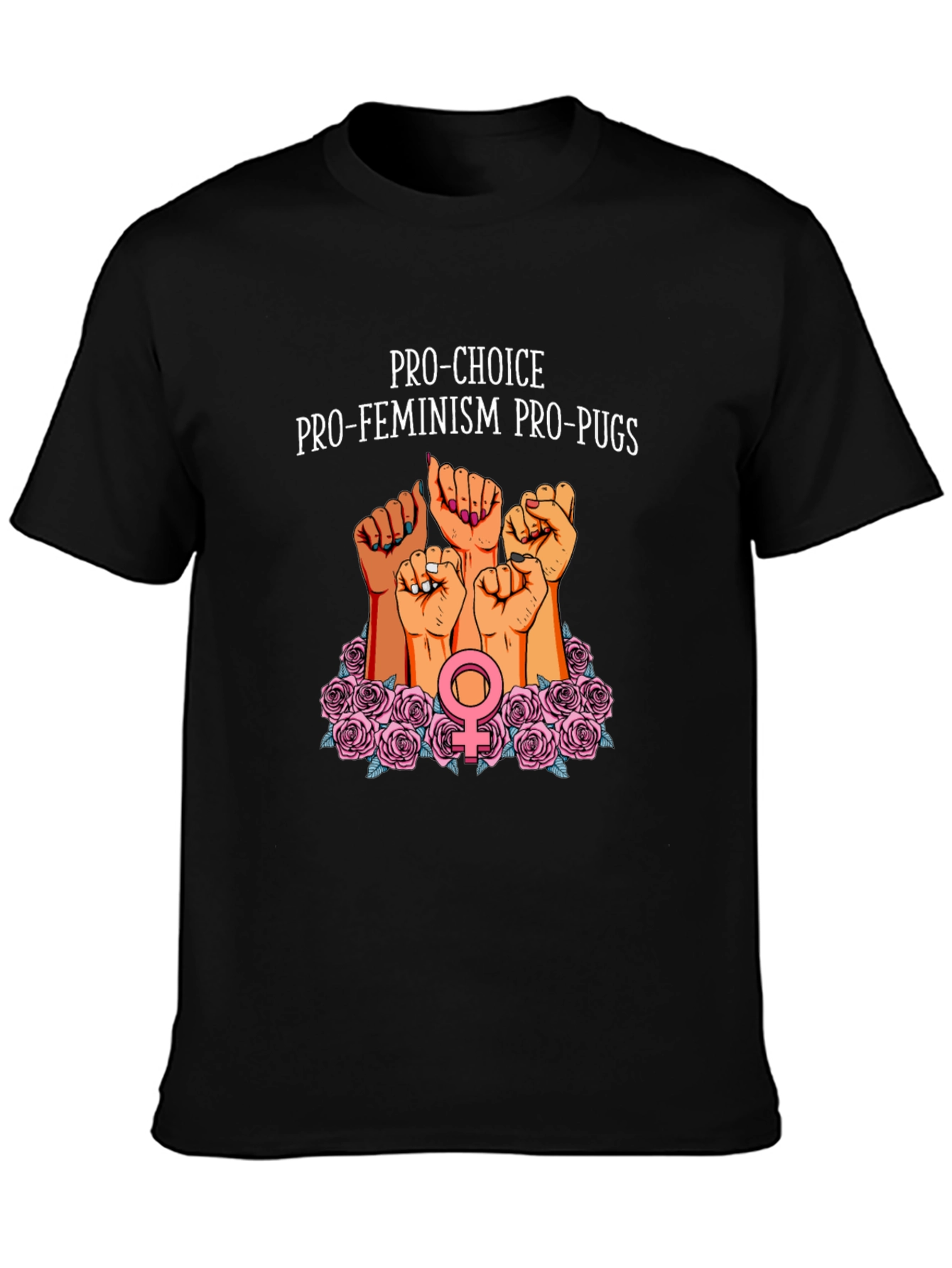 Black Pro-Choice Feminist Pug Graphic Tee view 3