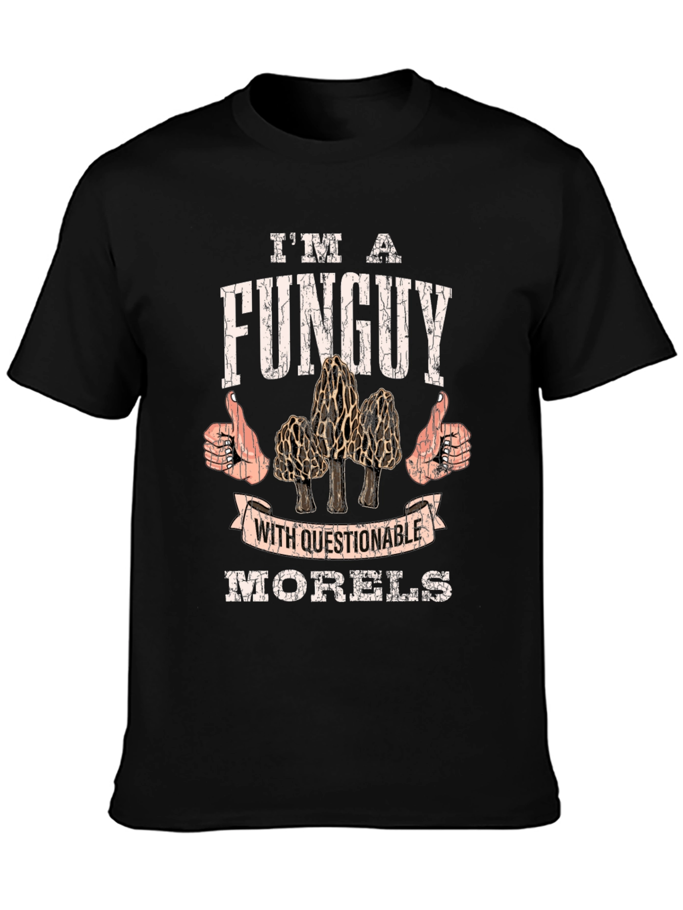 Black Funguy Morel Mushroom T-Shirt - Funny Gift view 3