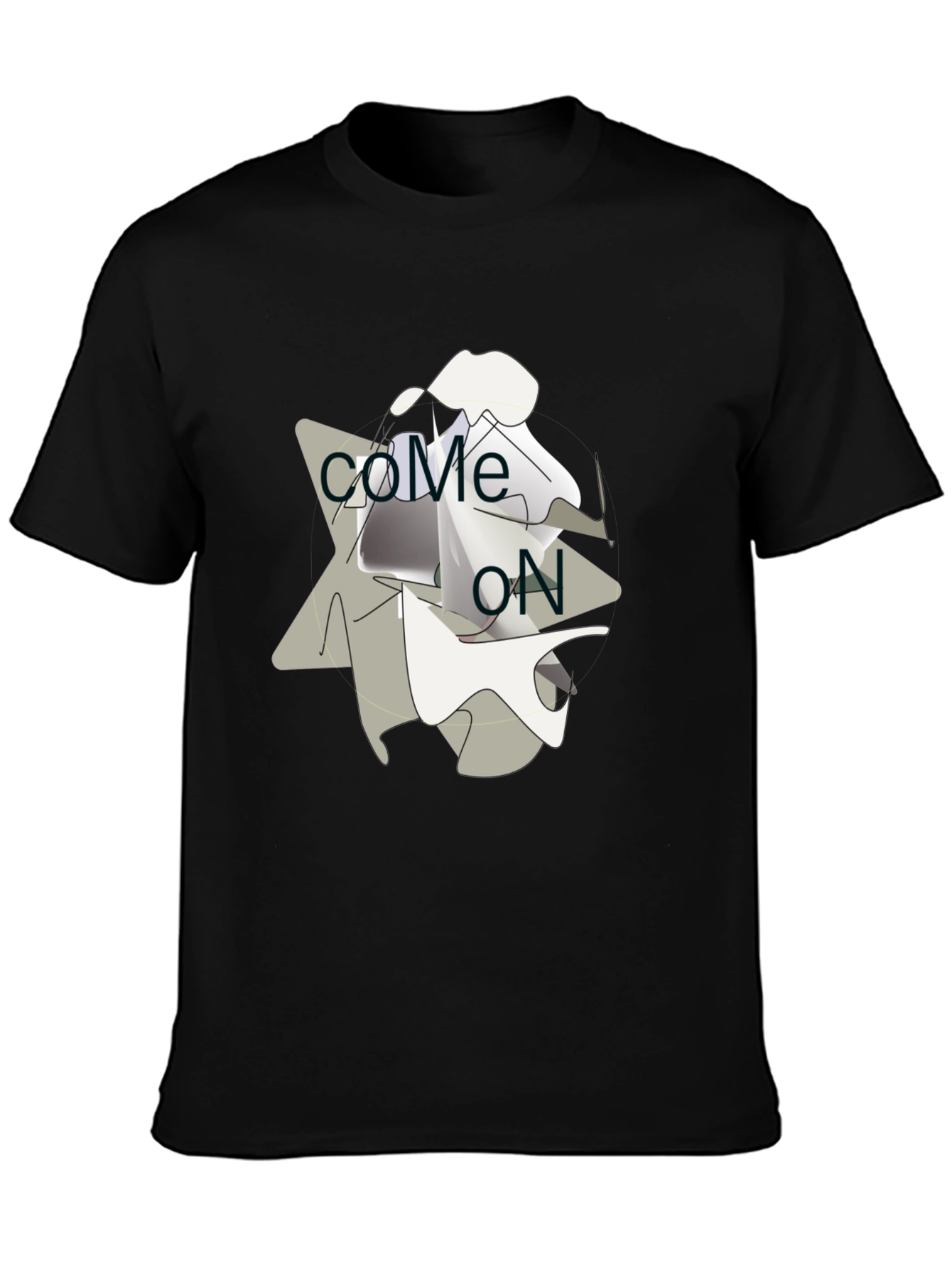 Black Come On Graphic Tee - Modern Casual T-Shirt view 3