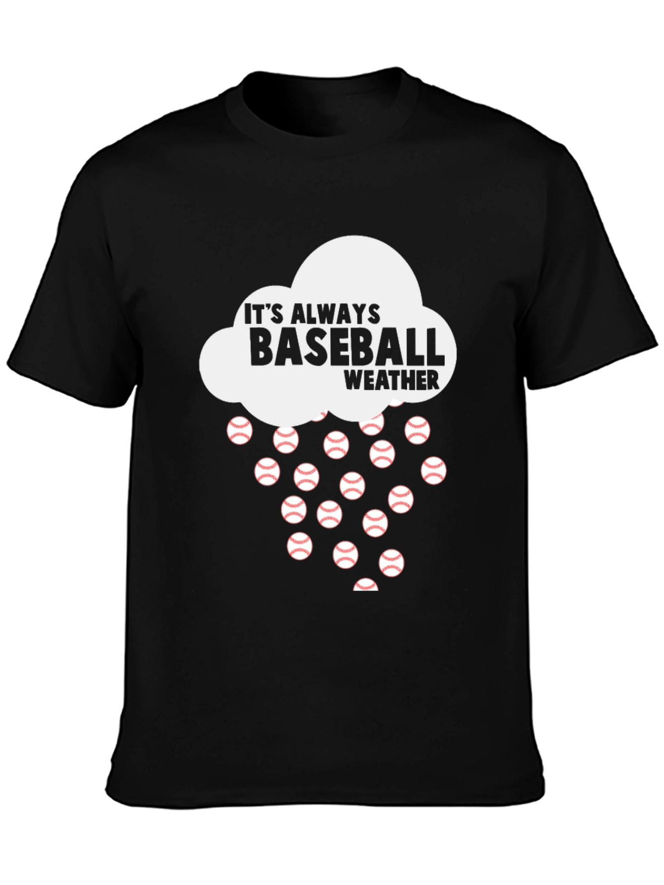 Black Baseball Weather T-Shirt view 3