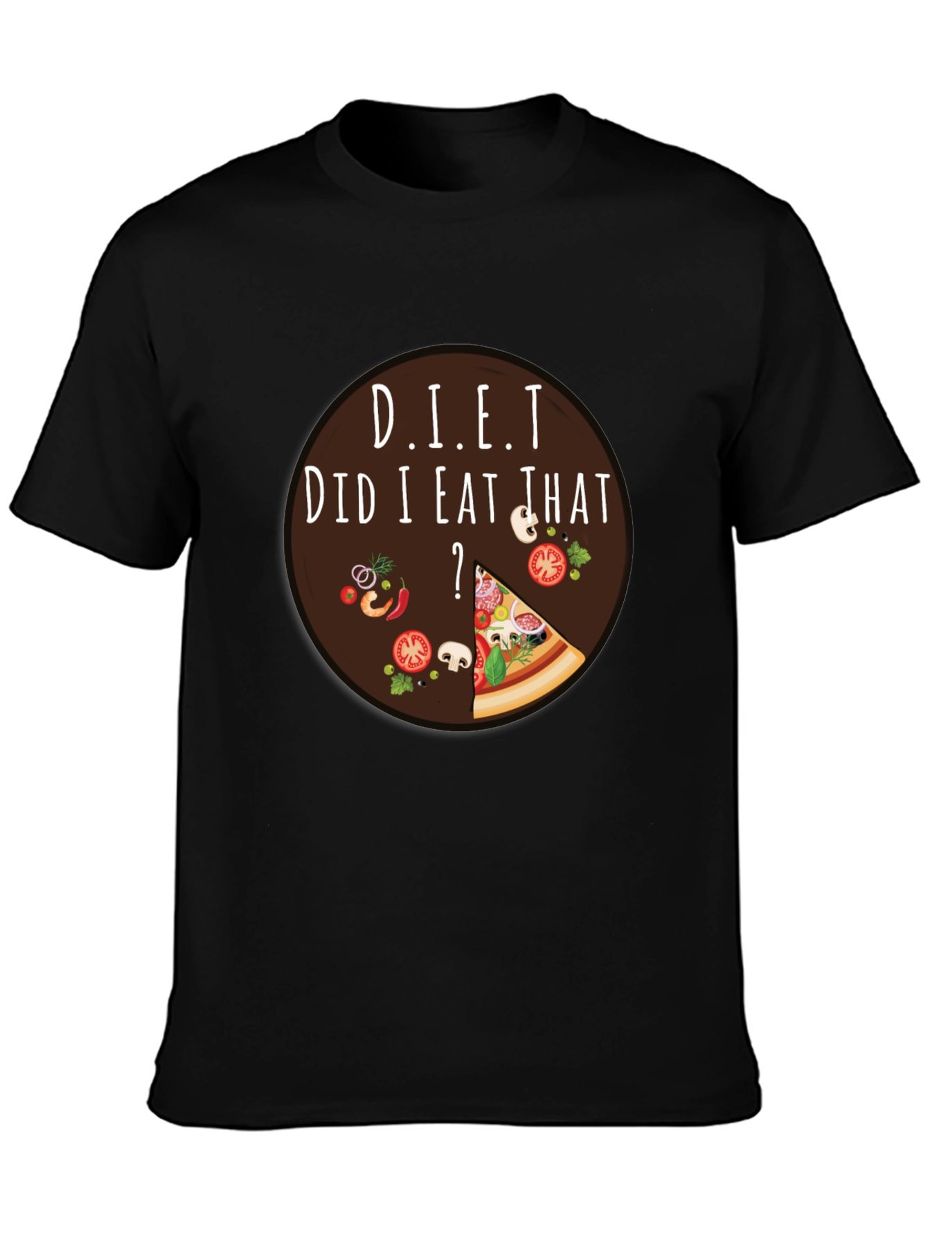 Black Diet Did I Eat That Pizza T-Shirt view 3