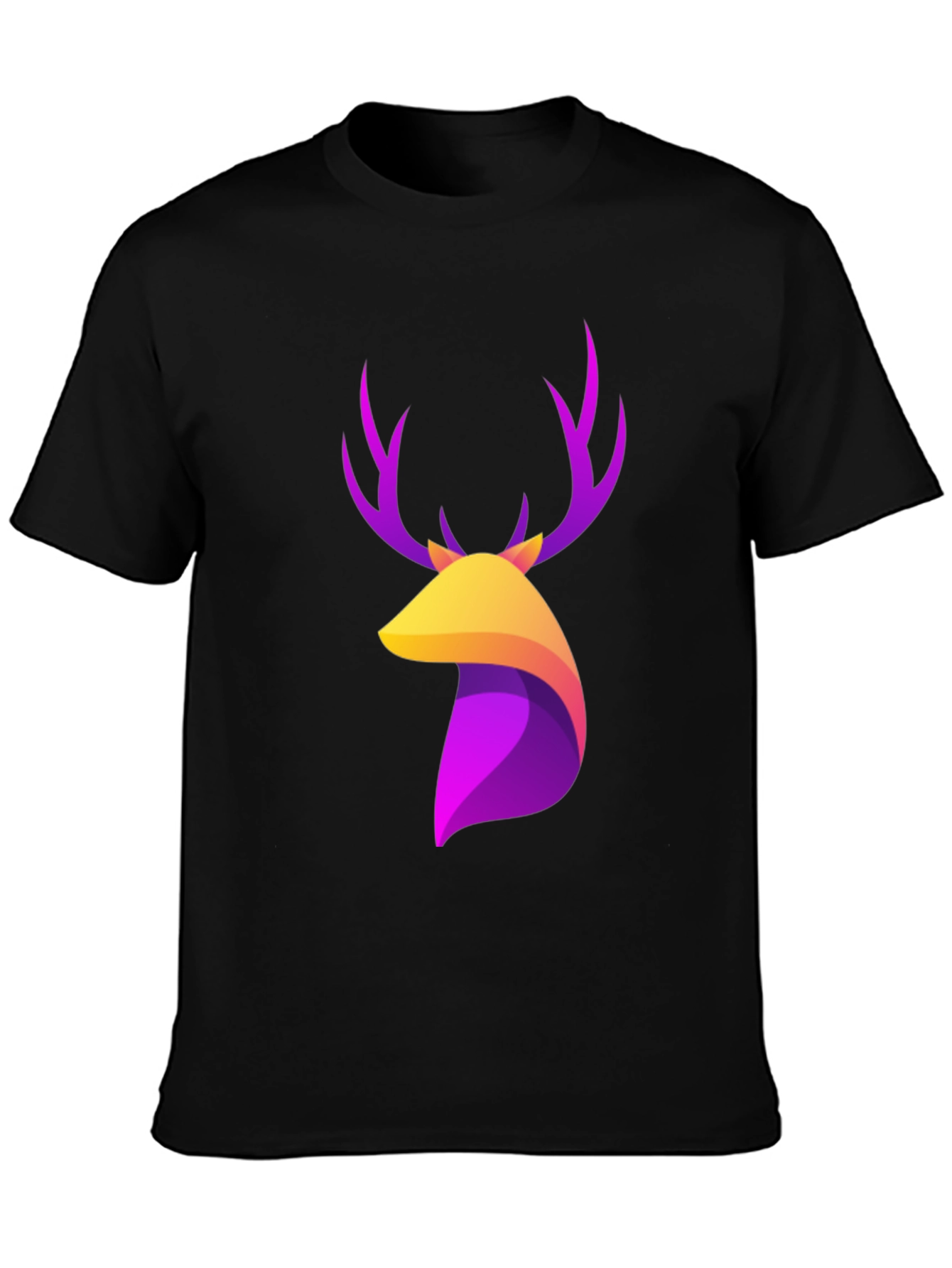 Black Stylish Deer Graphic T-Shirt - Modern Design view 3