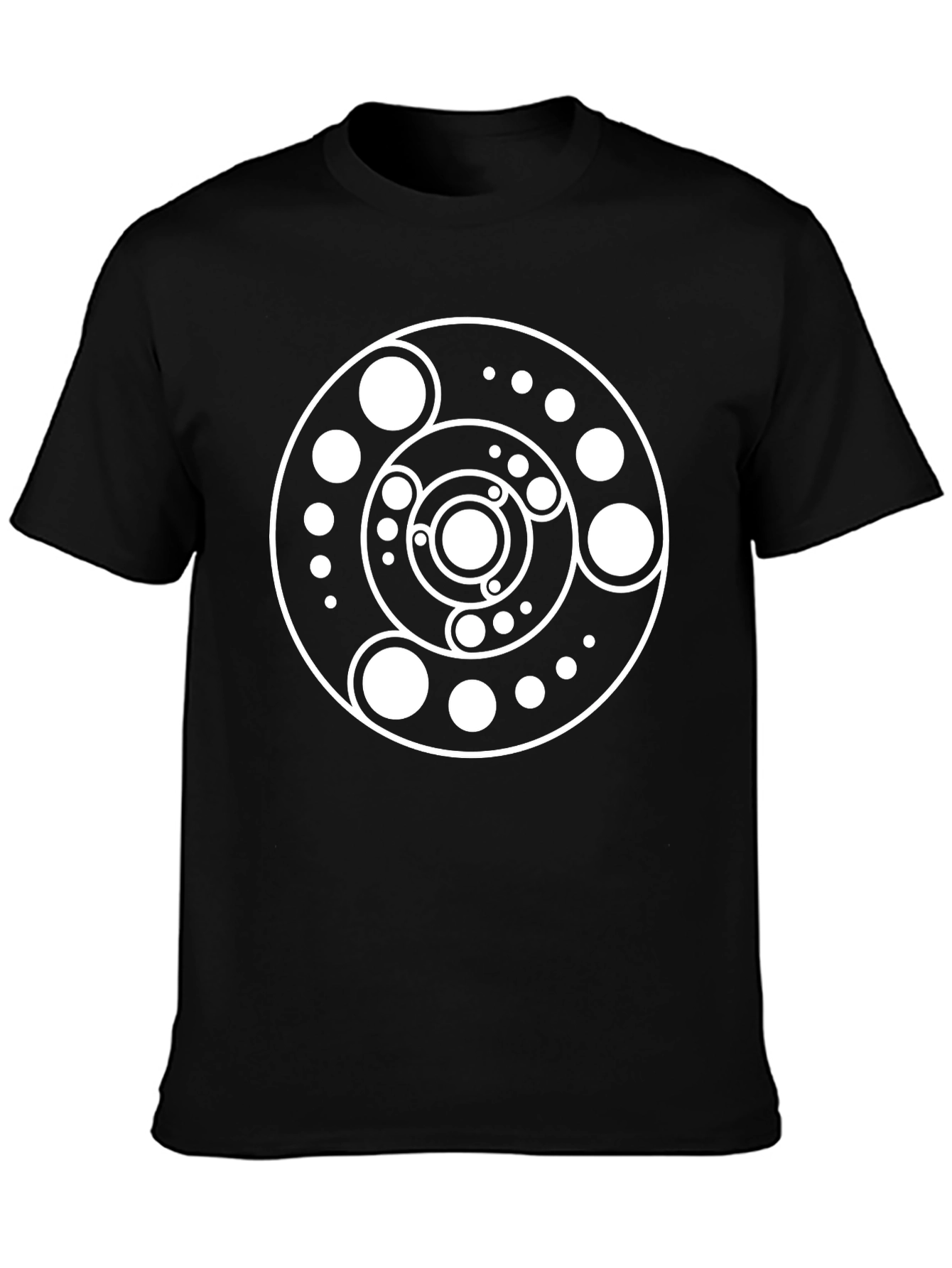 Black Geometric Circle Graphic Black T-Shirt view 3
