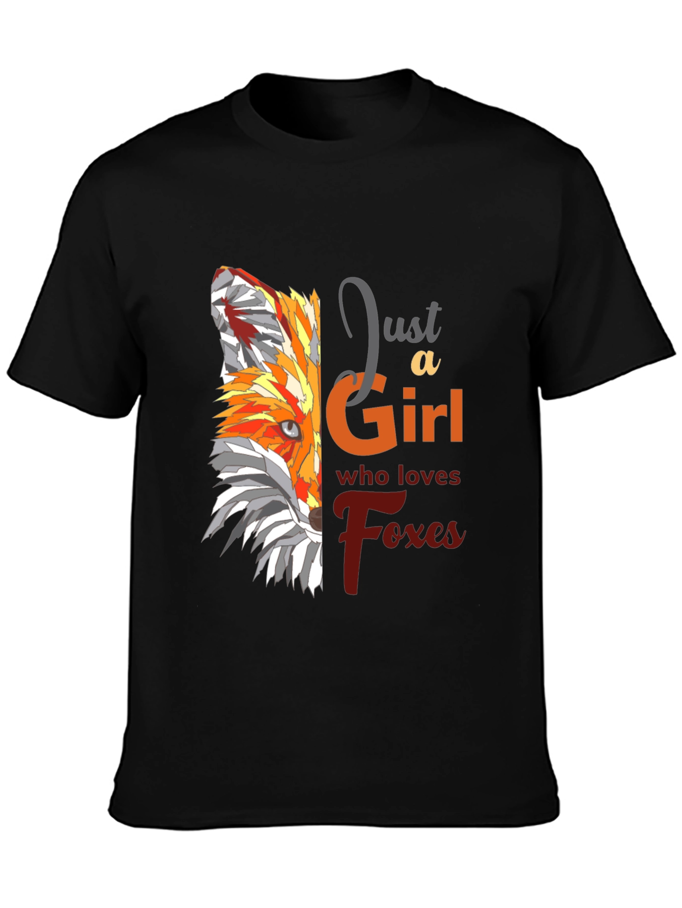 Black Fox Lover T-Shirt - "Just a Girl Who Loves Foxes" view 3