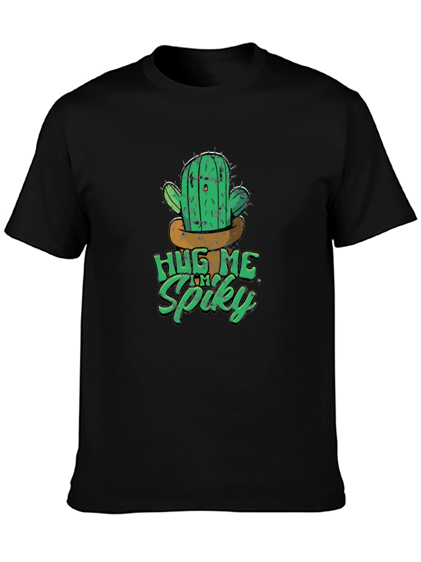 Black Hug Me I'm Spiky Cactus T-Shirt view 3