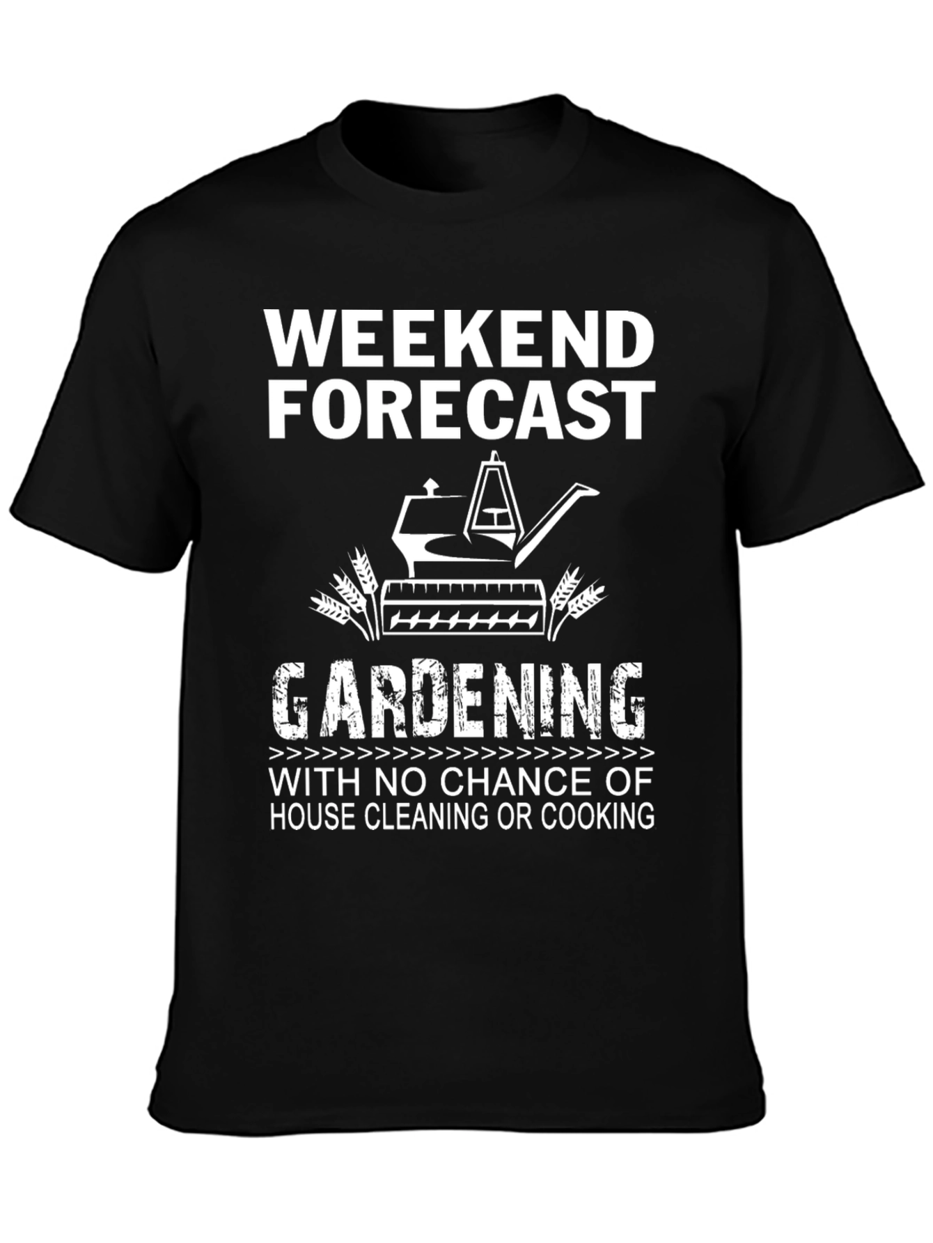 Black Gardening Weekend Forecast T-Shirt view 3